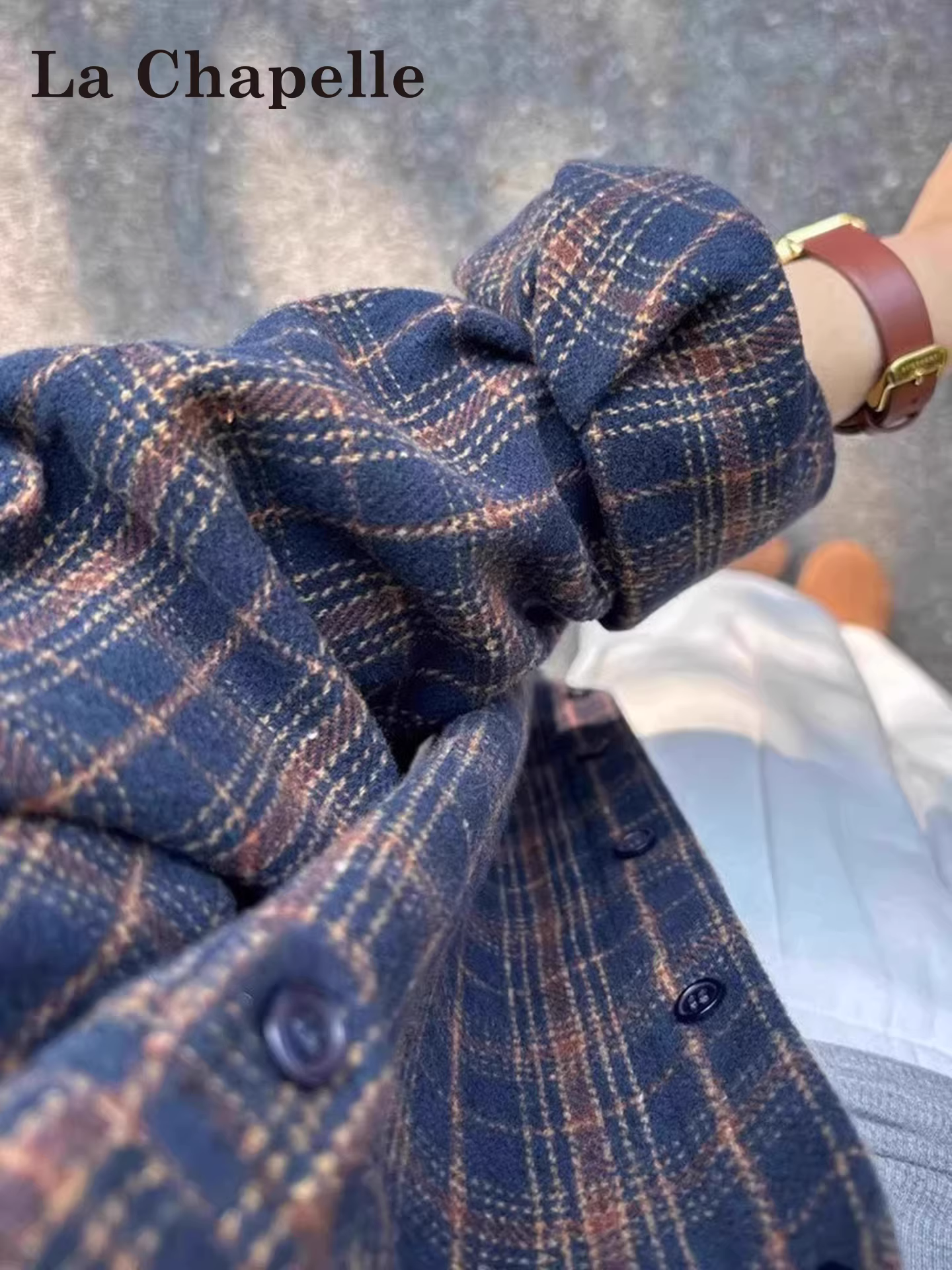 Áo sơ mi dài tay kẻ sọc xanh La Chapelle phong cách lười biếng dành cho nữ mùa thu đông 2025 áo cardigan dáng rộng mới dành cho người đi làm