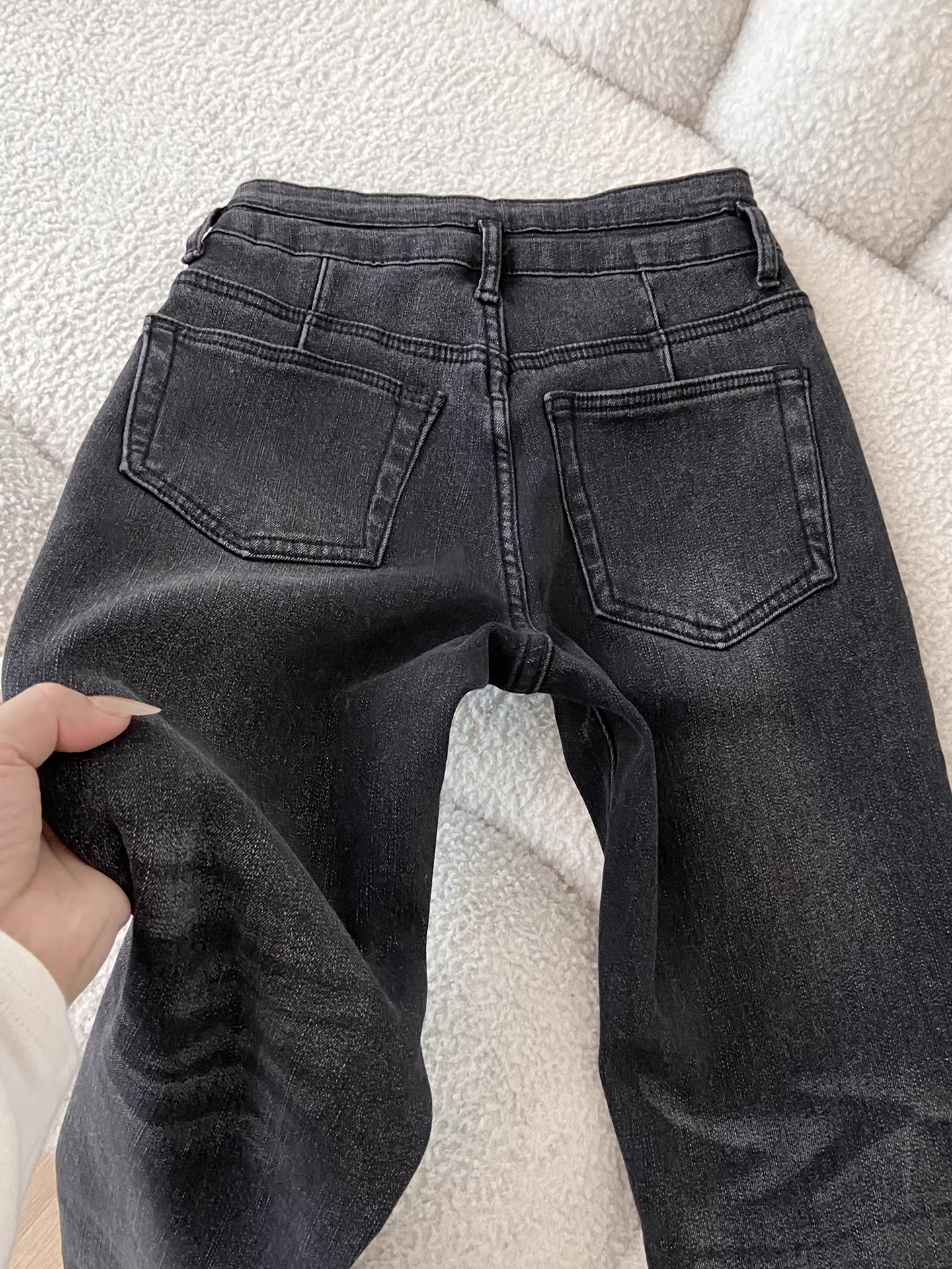 Quần jeans nữ La Chapelle lót lông dày, dáng ôm, cạp cao, kiểu dáng bút chì, mới thu đông 2025
