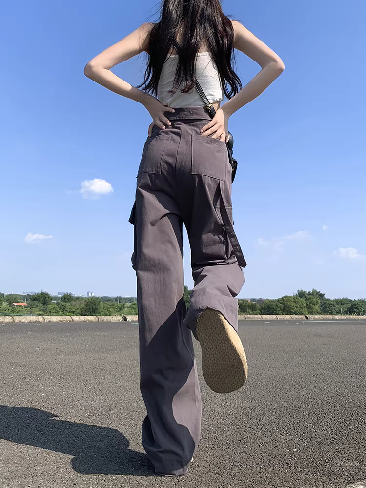 Quần jean công sở lưng cao kiểu Mỹ La Chapelle dành cho nữ, quần ống rộng dáng suông mới thu đông 2025