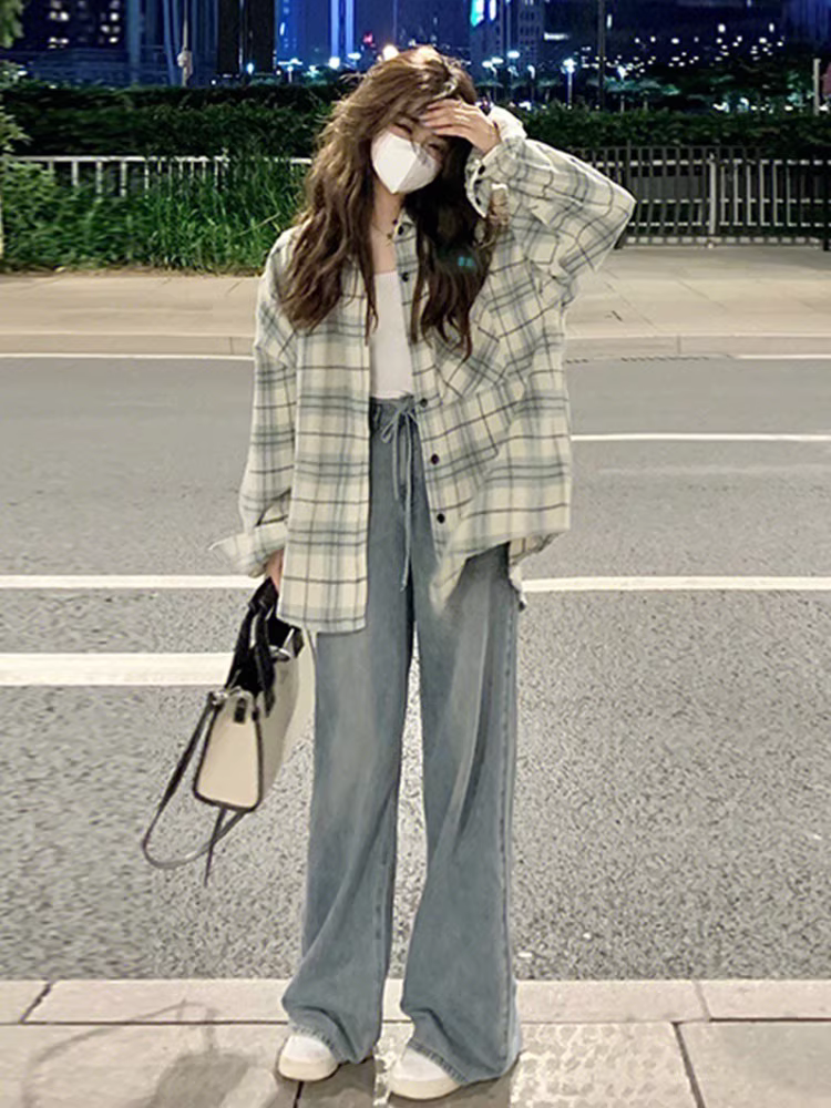 Áo sơ mi dài tay kẻ sọc La Chapelle dành cho nữ 2025 kiểu dáng mới nhỏ nhắn mỏng mùa xuân thu áo cardigan dáng rộng