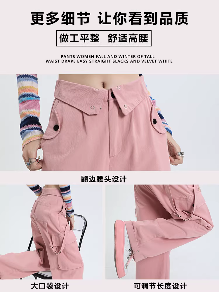 Quần jeans kiểu Mỹ La Chapelle dành cho nữ, mùa xuân thu 2025, kiểu dáng mới, cạp cao, rộng rãi, ống thẳng, dành cho người nhỏ nhắn