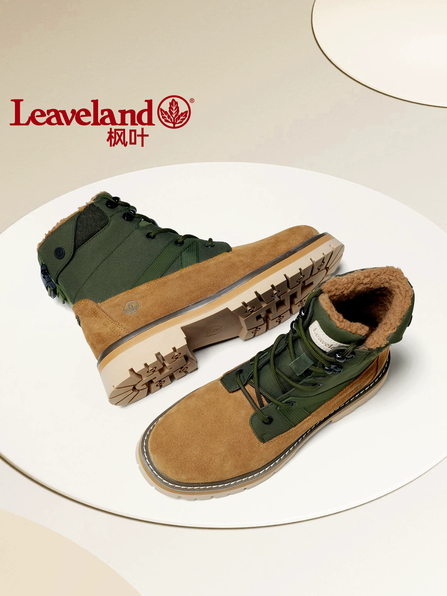 Giày nam Maple Leaf Giày bốt Martin cổ điển Giày bốt đi làm ngoài trời mùa đông cho nam Giày cao cổ Giày bốt đi tuyết đế dày lót lông cừu cho nữ Hợp thời trang