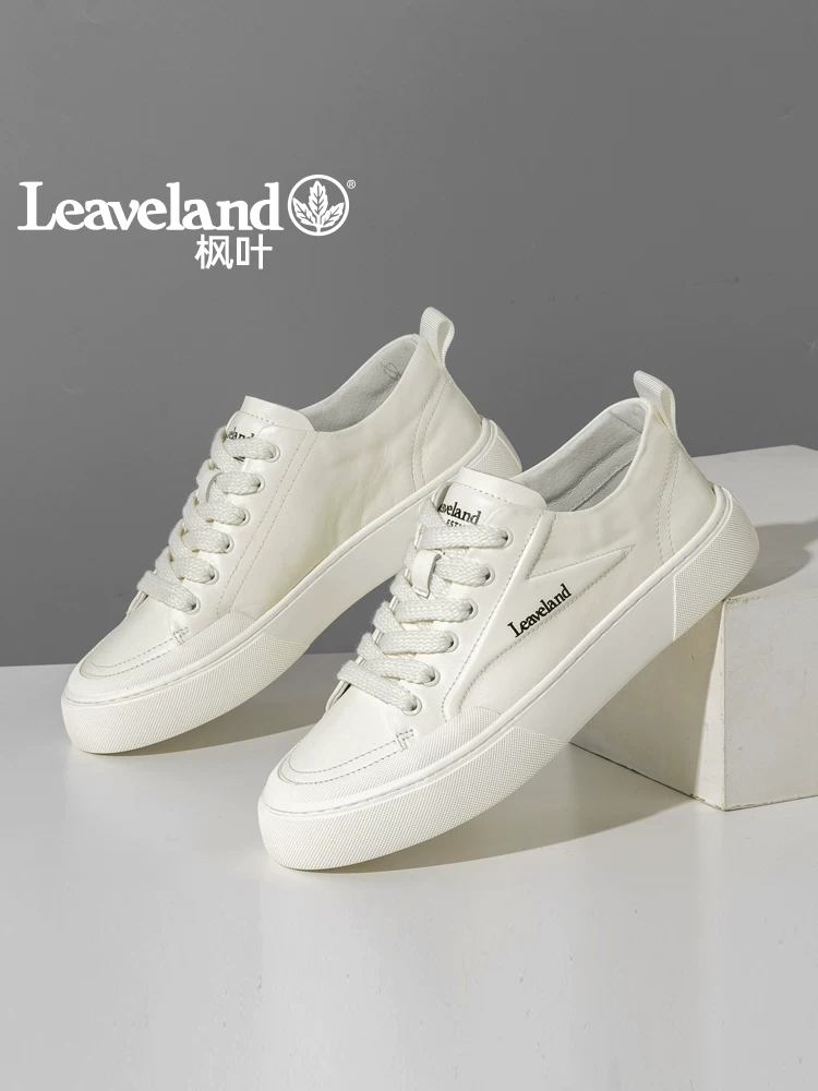 Giày Da Thật Nam Maple Leaf Giày Da Thật Nam Màu Trắng Giày Thể Thao Thoáng Khí Mùa Thu Giày Đa Năng Nam Giày Trắng Thời Trang Thường Ngày