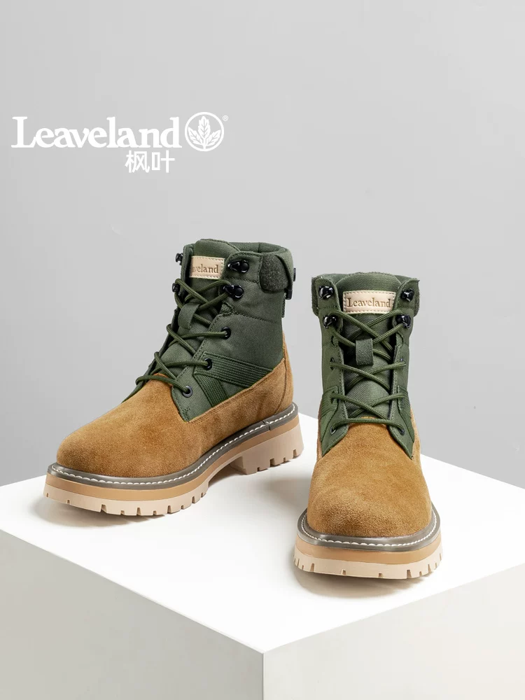 Giày nam Maple Leaf Giày bốt Martin cổ điển Giày bốt đi làm ngoài trời mùa đông cho nam Giày cao cổ Giày bốt đi tuyết đế dày lót lông cừu cho nữ Hợp thời trang