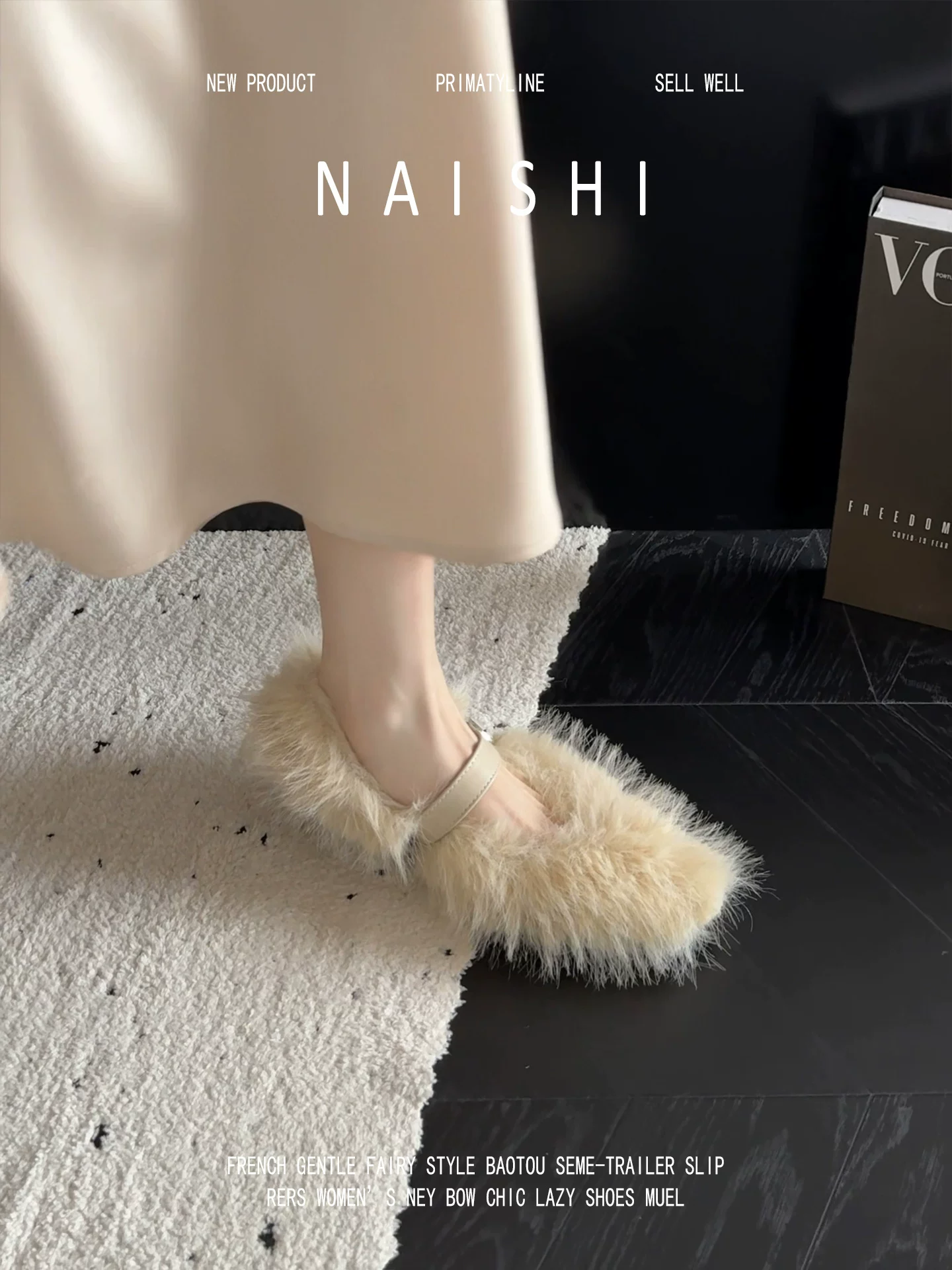 Phiên bản da cừu! Giày Mary Jane lông thú kiểu Pháp dành cho nữ, giày lười mùa đông mềm mại, ấm áp với một dây quai, giày lười thanh lịch.