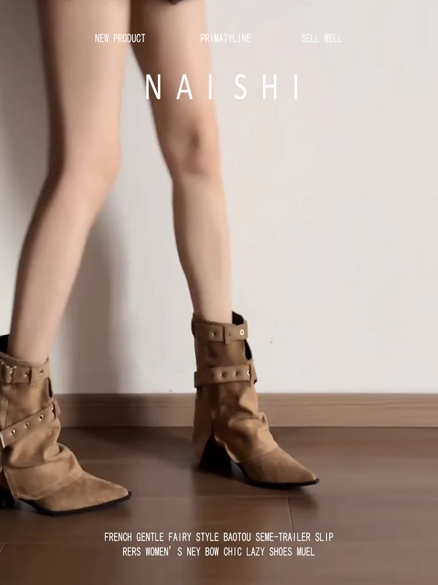 Phiên bản da cừu! Giày bốt cổ ngắn kiểu hiệp sĩ Melard cổ điển, giày bốt mũi nhọn bằng da lộn có khóa thắt lưng, giày cao bồi kiểu miền Tây gót dày.