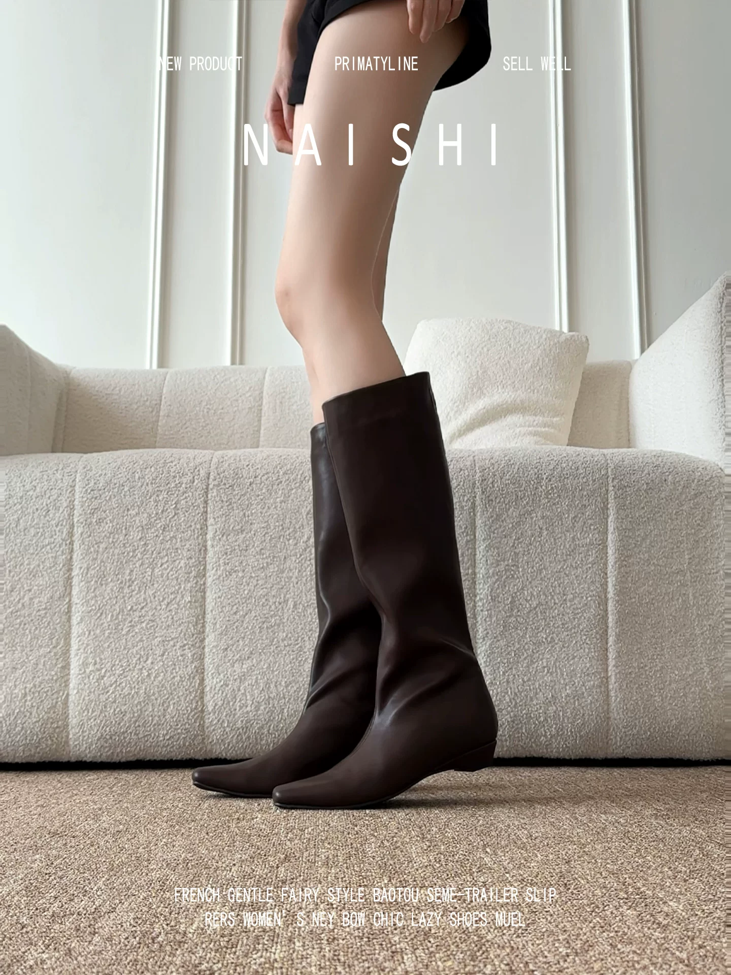 Phiên bản da cừu! Bốt cao cổ mũi vuông có tăng chiều cao ẩn, bốt thon gọn cho nữ, bốt đa năng đi xe, bốt cao bồi kiểu miền hoang.