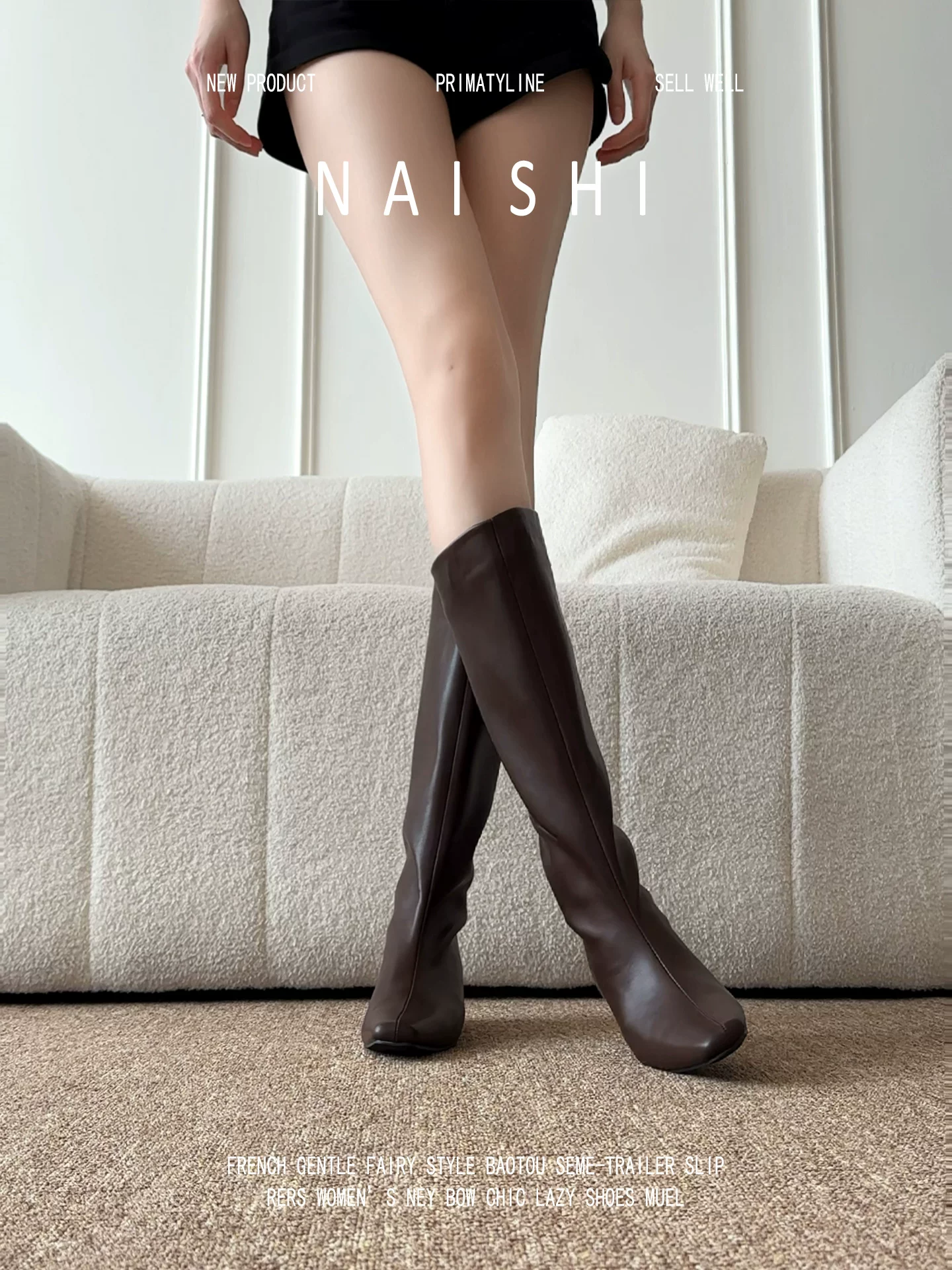 Phiên bản da cừu! Bốt cao cổ mũi vuông có tăng chiều cao ẩn, bốt thon gọn cho nữ, bốt đa năng đi xe, bốt cao bồi kiểu miền hoang.