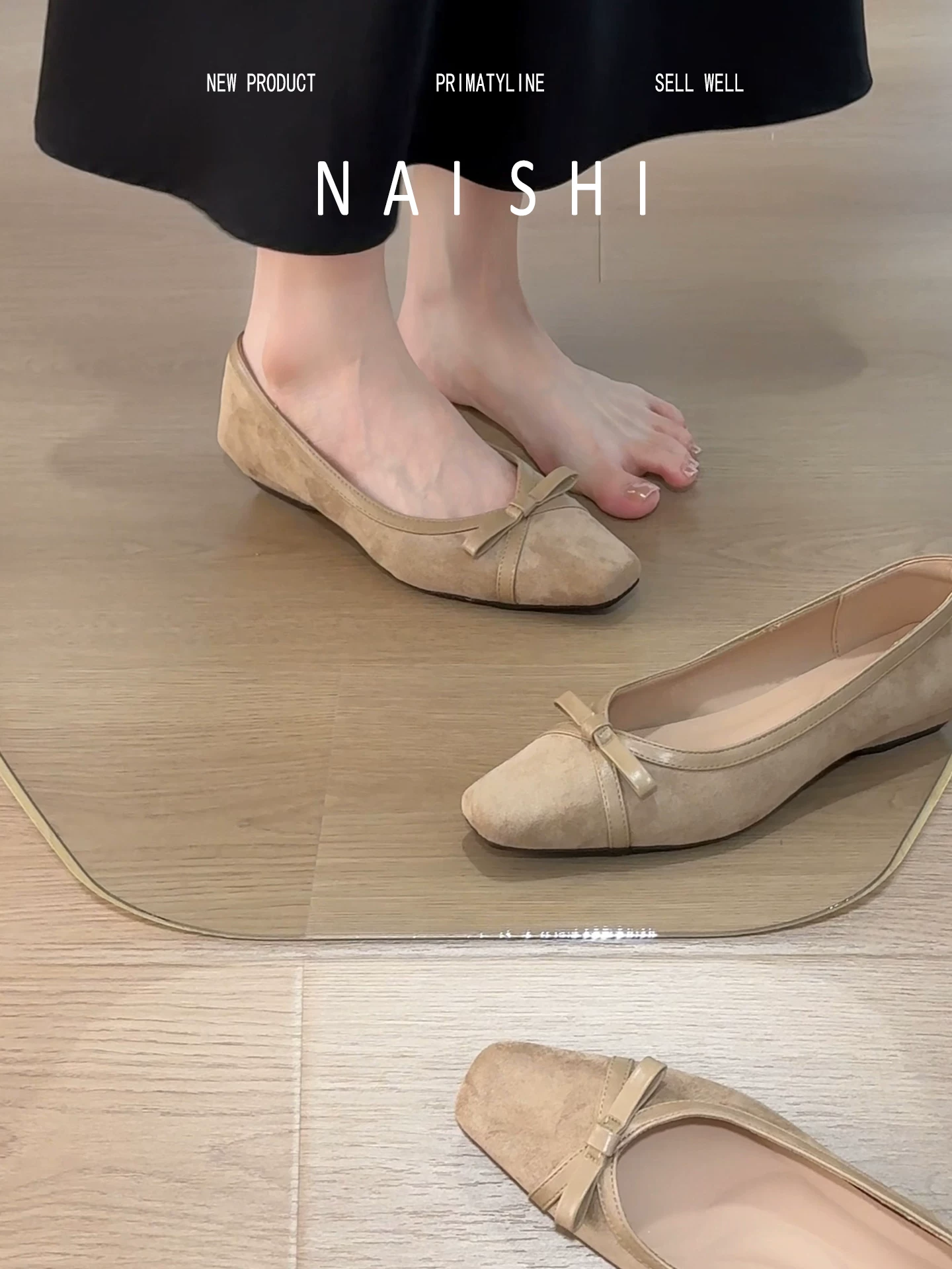 Phiên bản da cừu! Giày Mary Jane kiểu cổ điển có nơ, gót đế xuồng, đế mềm, kiểu xỏ ngón, giày bà ngoại, mũi vuông nhỏ.