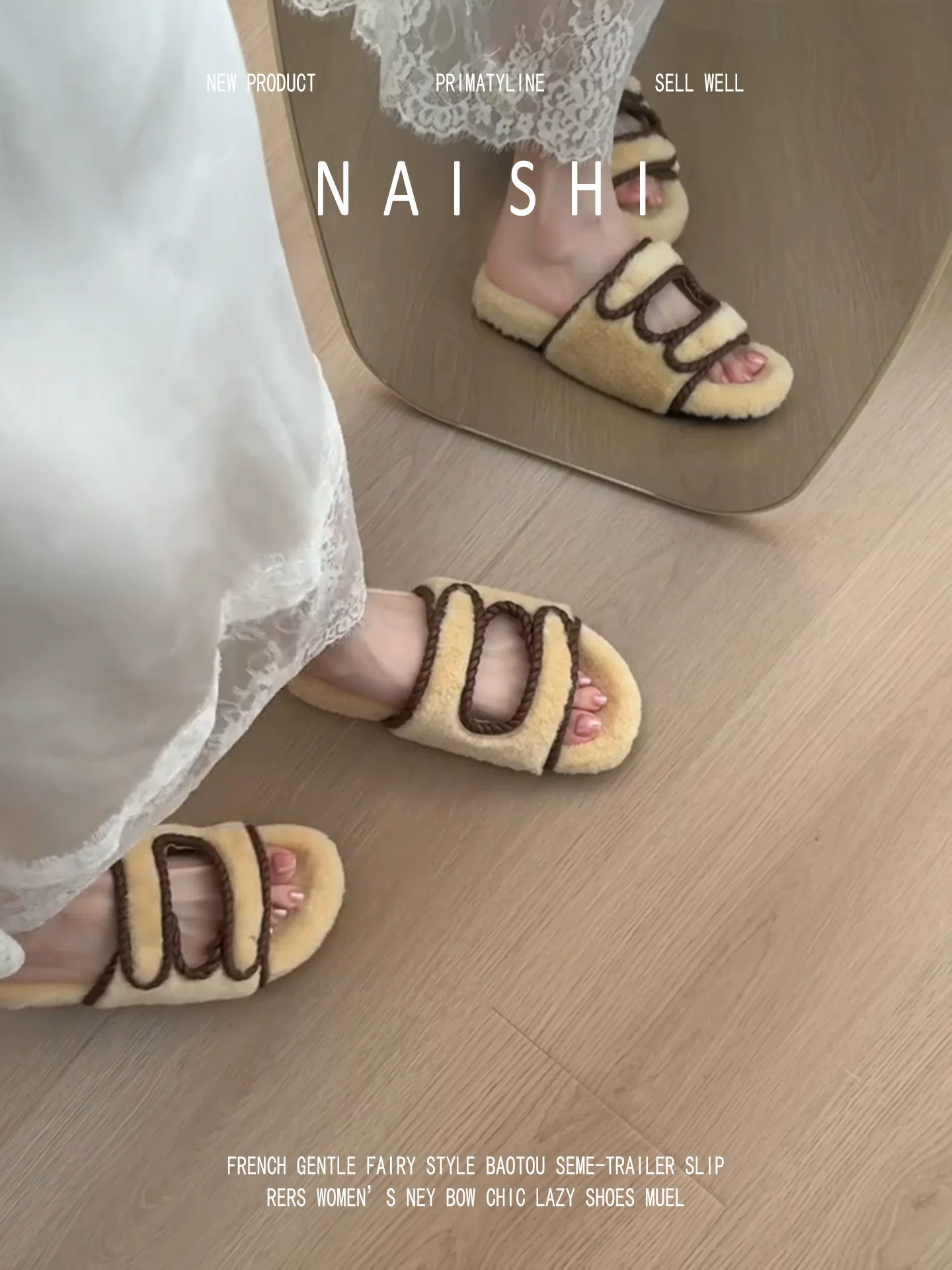 Phiên bản da cừu! Dép lông phong cách Hàn Quốc, dép lông mềm mại, thoải mái, dép bông đế dày đa năng mùa đông dành cho nữ.