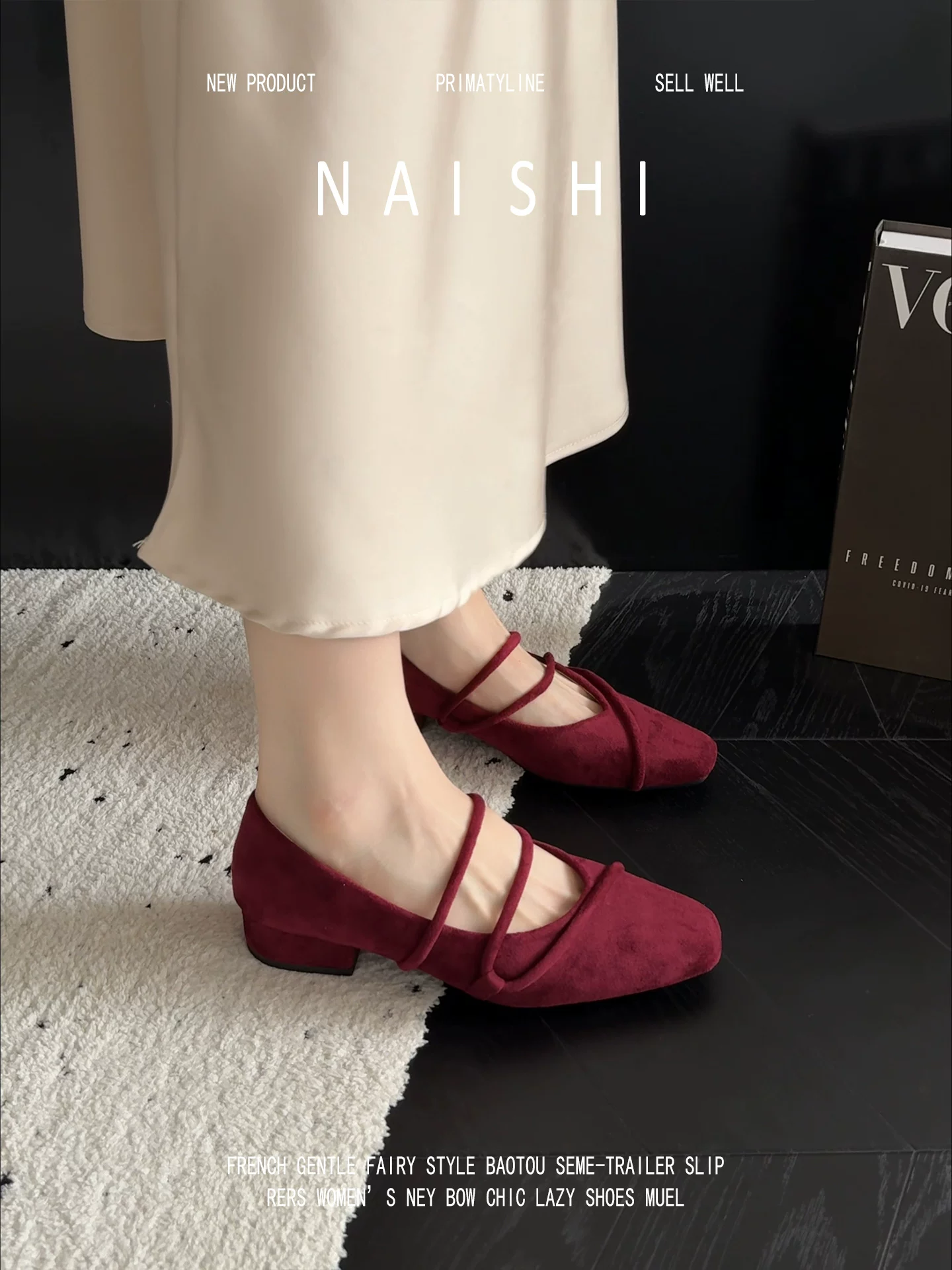 Phiên bản da cừu! Giày Mary Jane màu đỏ da lộn cổ điển, phối cùng chân váy, giày dạ hội thoải mái và không gây mỏi cho bàn chân, gót dày, mũi vuông, giày đơn dành cho nữ.