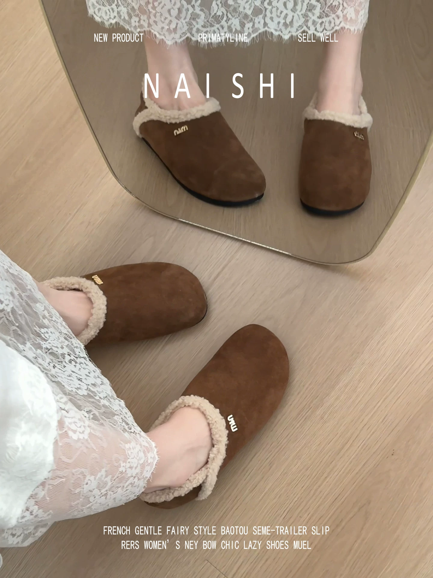Phiên bản da cừu! Giày lười len cừu, giày cotton ấm áp lót lông mềm mại, kiểu dáng Birkenstock dễ mang, dành cho nữ.