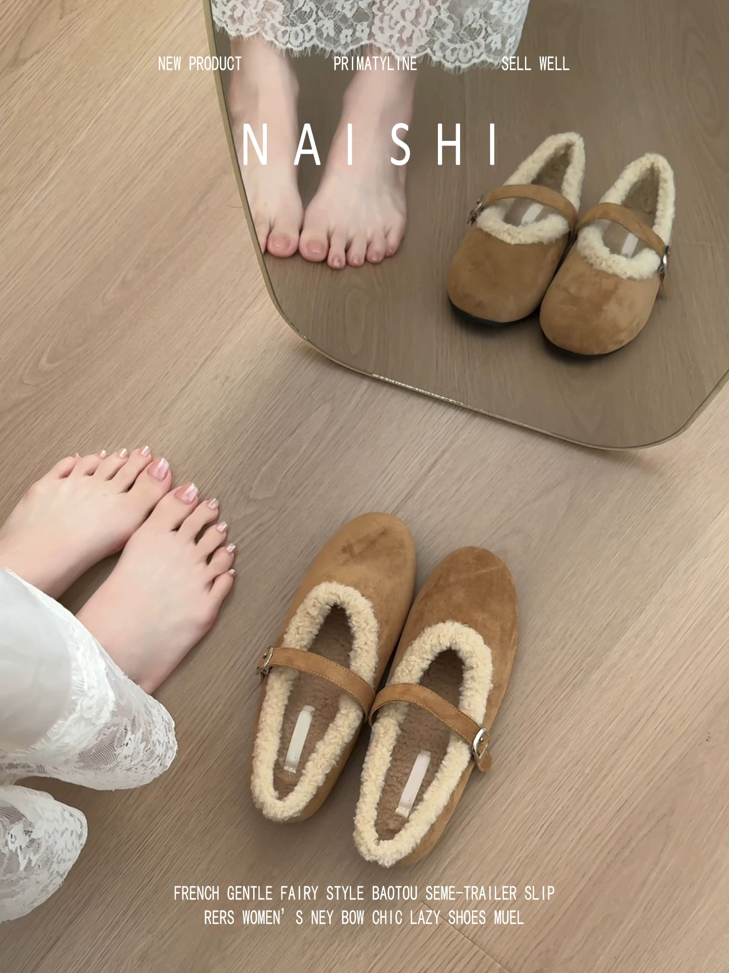 Phiên bản da cừu! Giày lông cổ điển dành cho nữ có quai khóa, giày Mary Jane ấm áp và lót lông cừu, giày lười đế bằng đa năng.