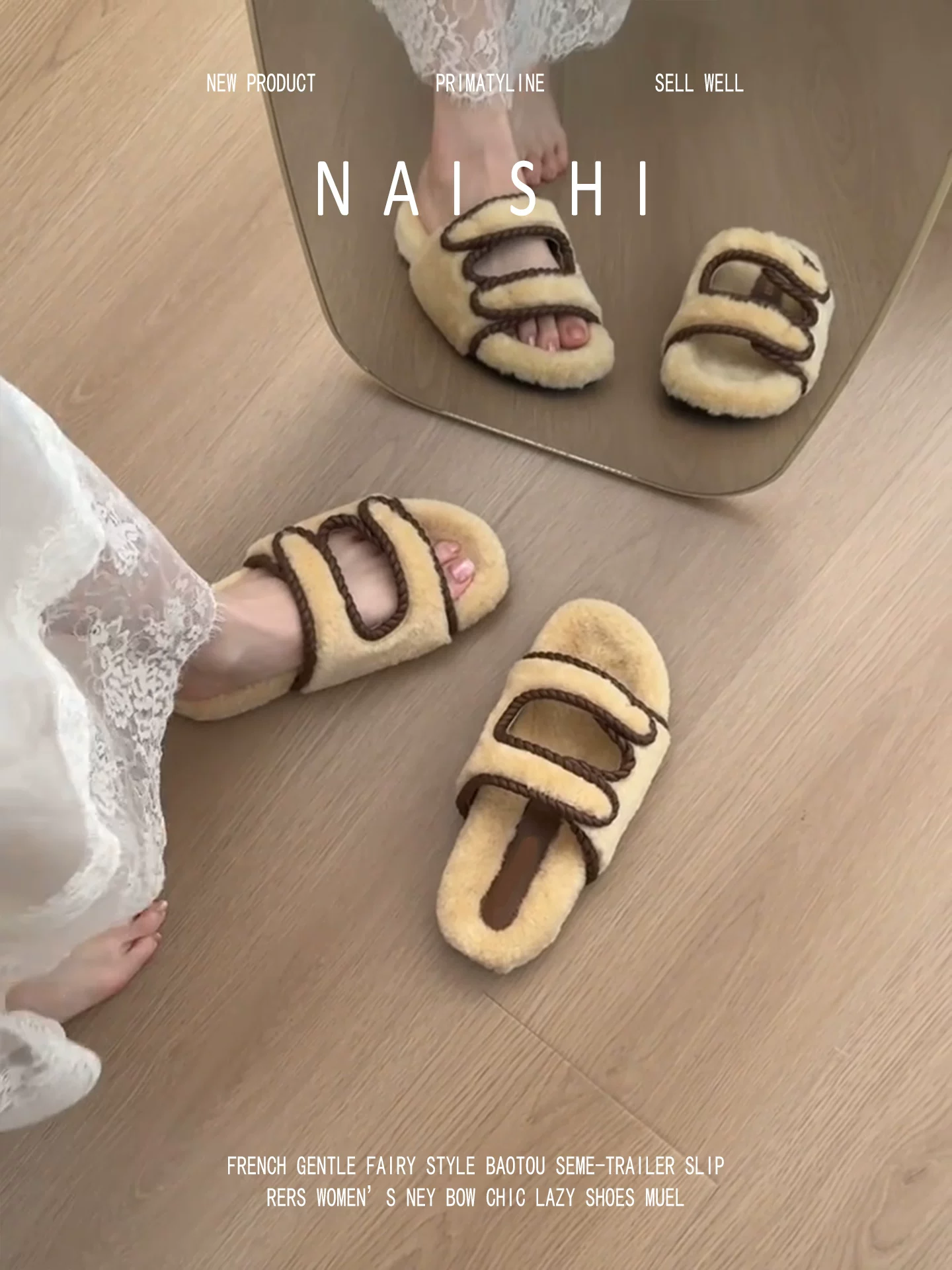 Phiên bản da cừu! Dép lông phong cách Hàn Quốc, dép lông mềm mại, thoải mái, dép bông đế dày đa năng mùa đông dành cho nữ.