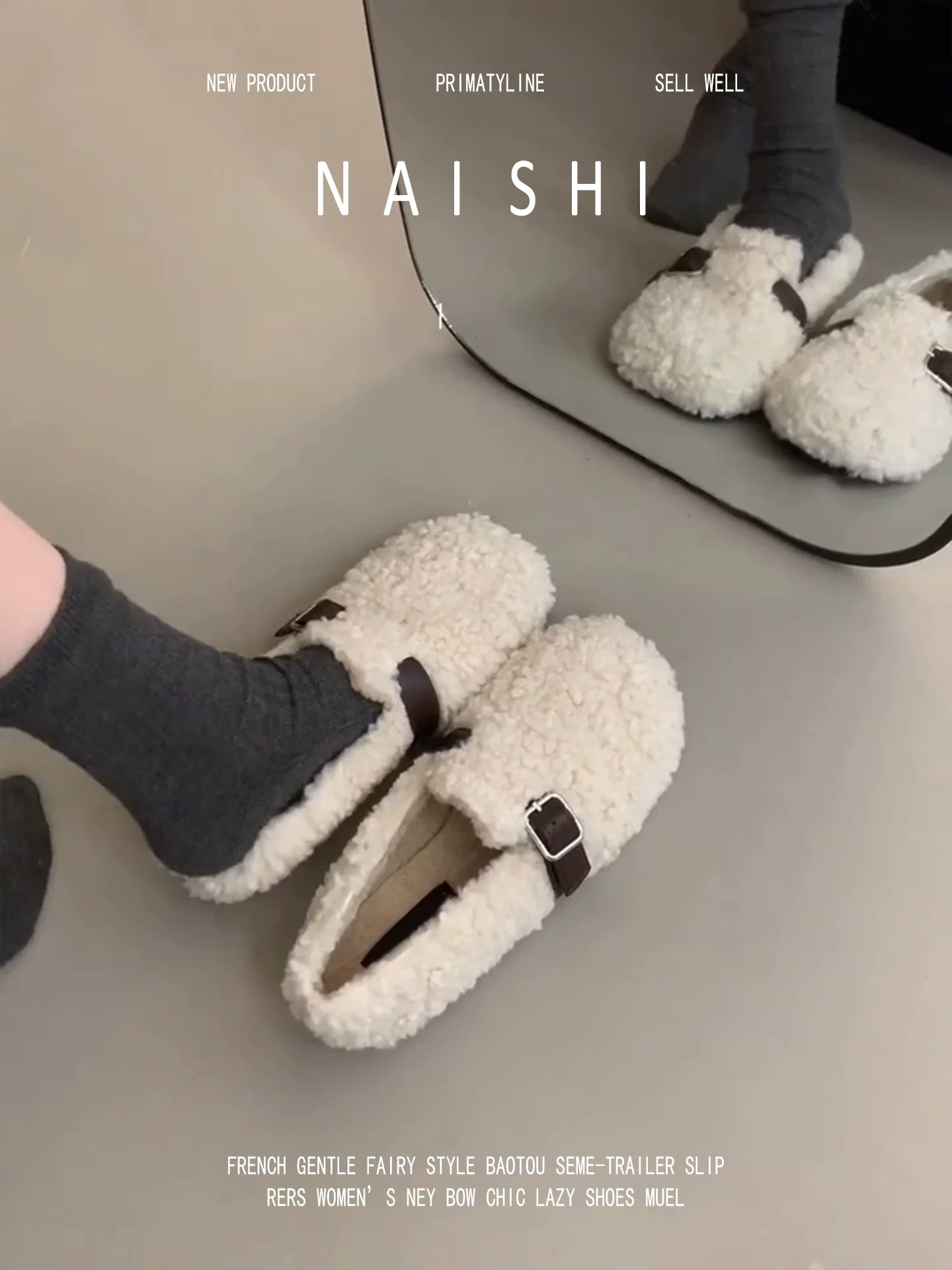 Phiên bản da cừu! Giày lười len cừu, giày mùa thu đông kiểu Birkenstock đa năng, ấm áp, phong cách Hàn Quốc, giày lông thú.