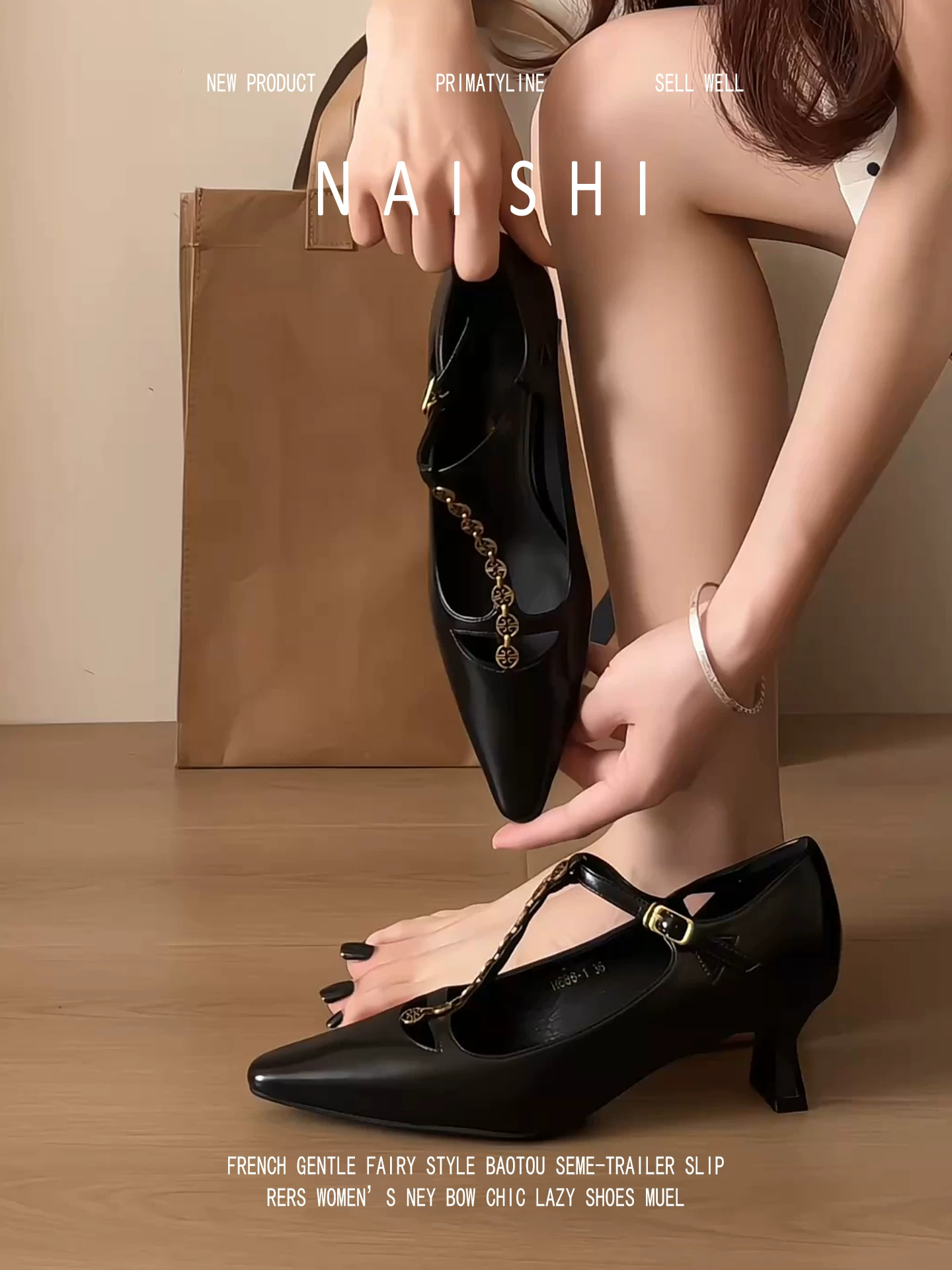 Phiên bản da cừu! Giày Mary Jane mũi nhọn khoét lỗ kiểu Pháp dành cho nữ, giày cao gót kiểu kitten heel quai chữ T khóa kim loại cổ điển thanh lịch.