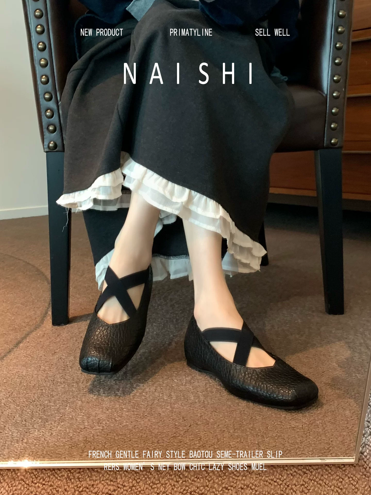 Phiên bản da cừu! Giày Mary Jane kiểu cổ điển có quai chéo, giày ba lê màu đen có tăng chiều cao ẩn, giày đơn kiểu Pháp dành cho nữ.