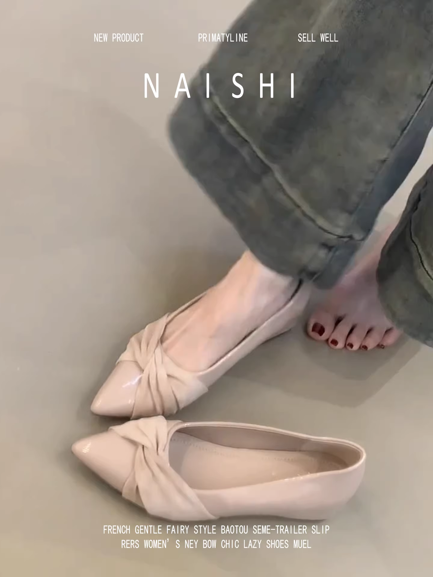 Phiên bản da cừu! Giày Mary Jane mũi nhọn xếp ly nhẹ nhàng kiểu Pháp, kiểu lười, giày đơn màu nude thanh lịch dành cho đi làm với độ tăng chiều cao ẩn giấu.