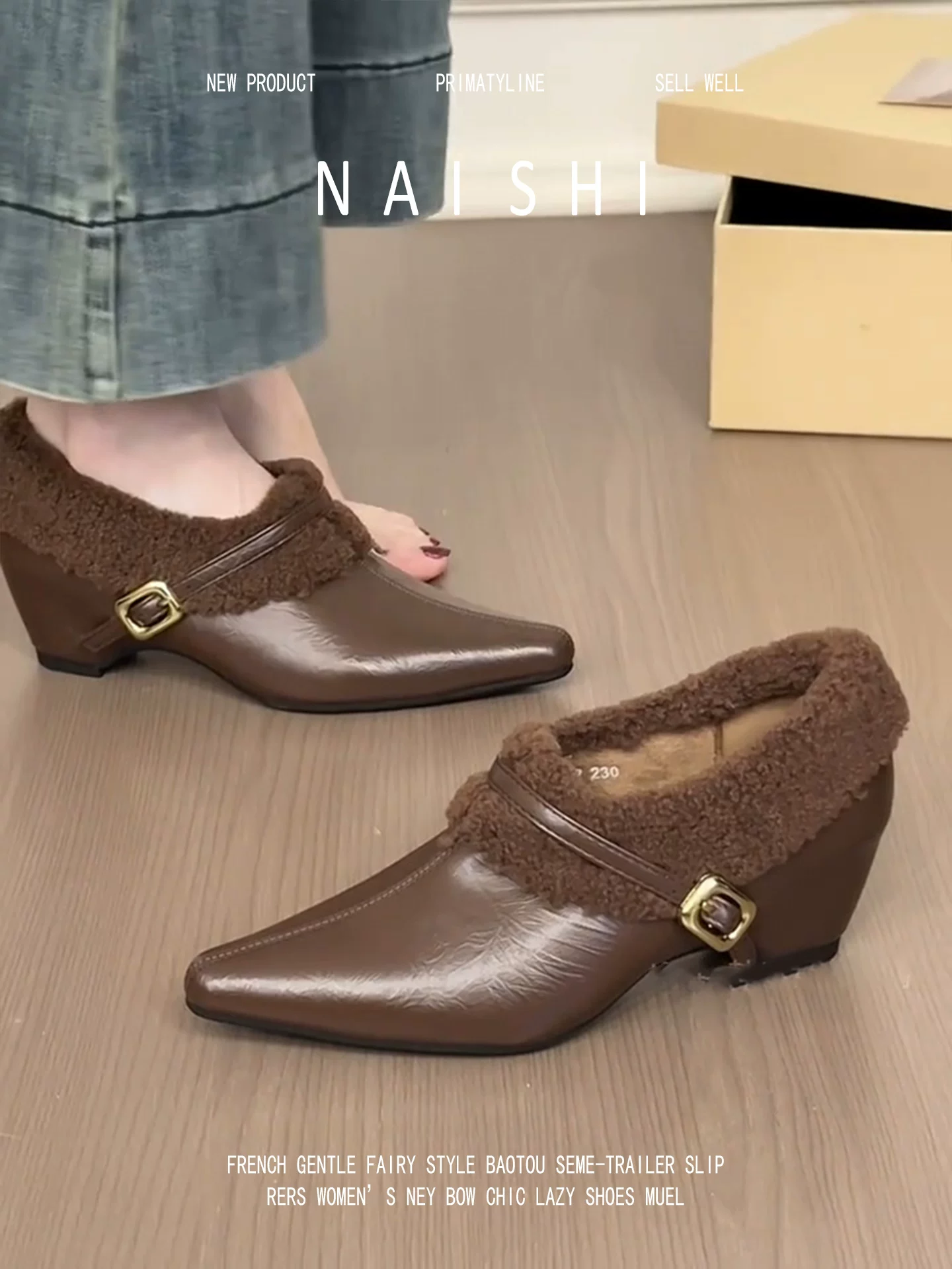 Phiên bản da cừu! Giày lười cao cấp kiểu cổ điển có lông, giày đế dày kiểu slip-on đi làm, giày đơn bằng len cừu ấm áp.