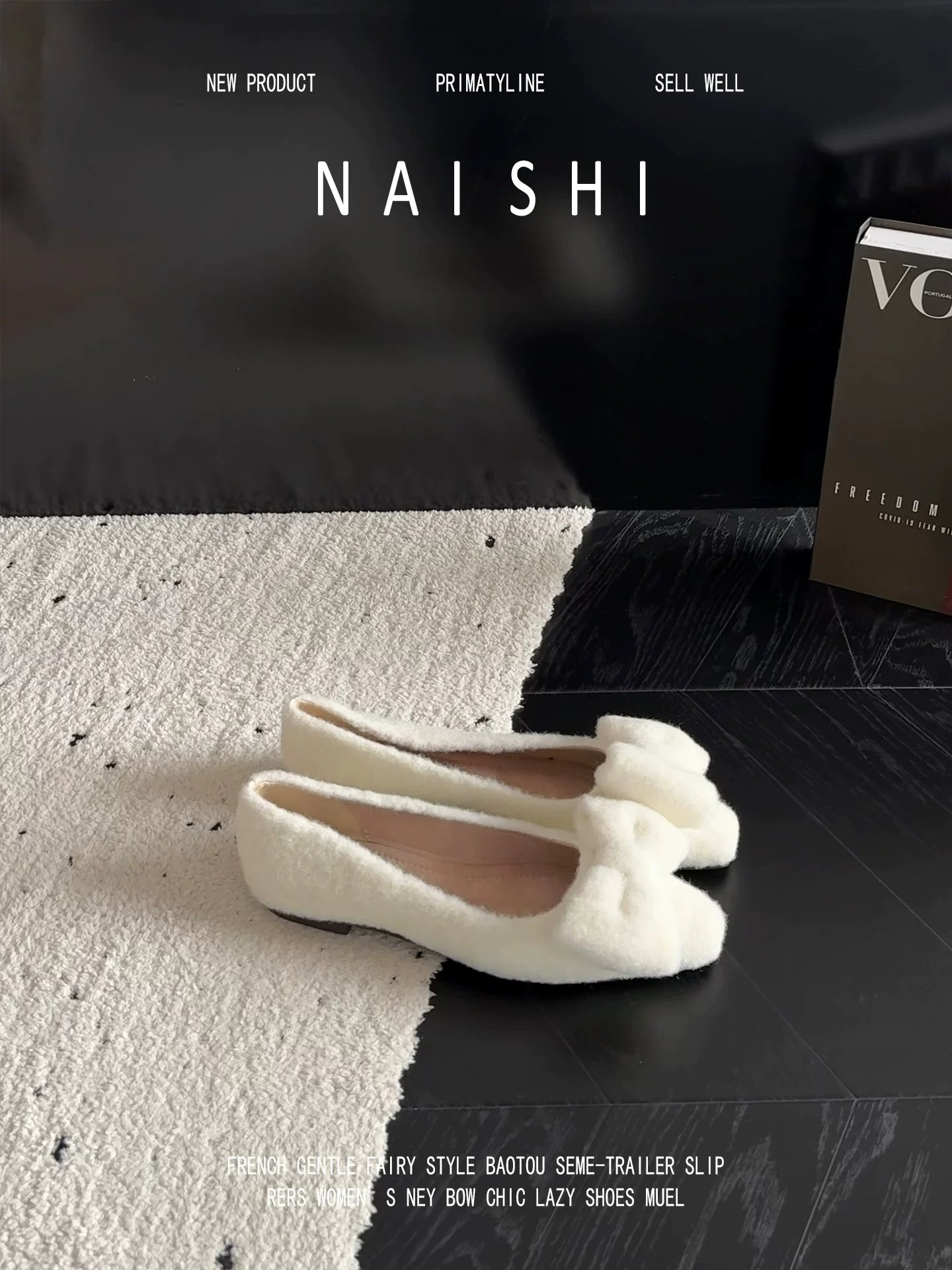 Phiên bản da cừu! Giày lông trắng có nơ nhẹ nhàng, giày đế thấp phối cùng váy, giày Mary Jane lông mềm kiểu Chanel.