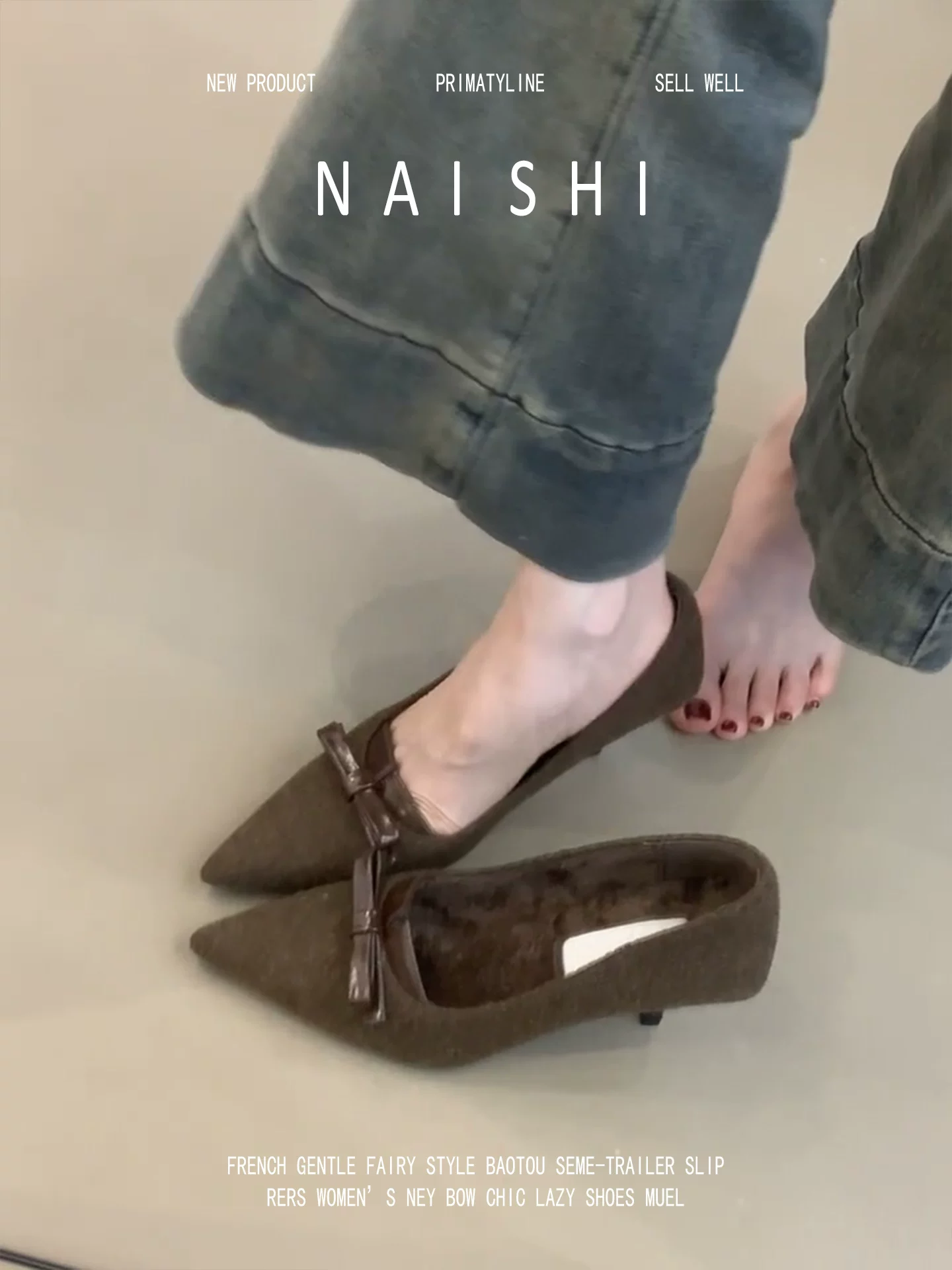 Phiên bản da cừu! Giày cao gót lông thú kiểu Pháp với nơ cổ điển, miệng giày nông, gót nhọn, giày dạ hội mùa đông bằng lông nhung dành cho nữ.