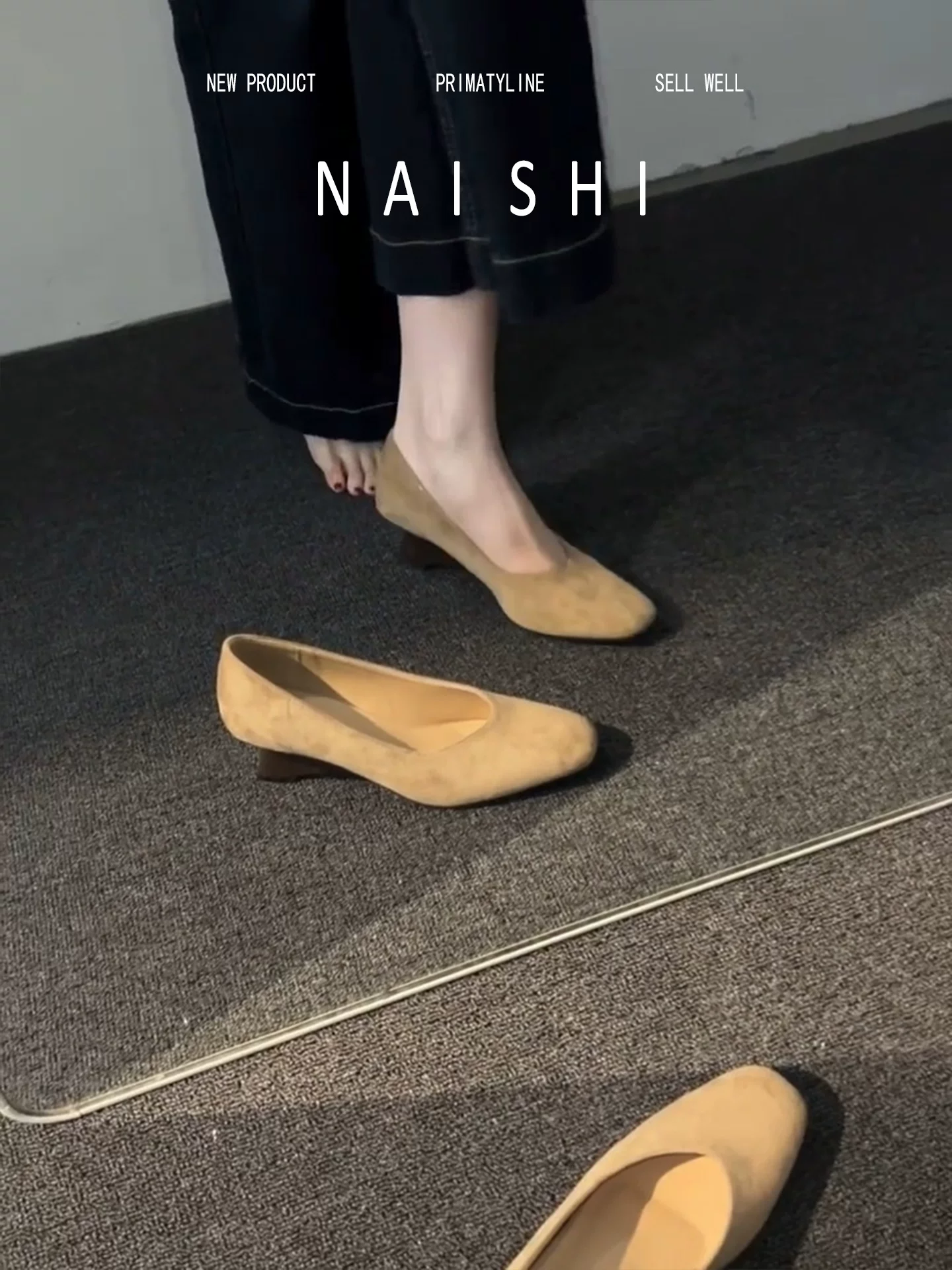 Phiên bản da cừu! Giày đế xuồng da lộn cổ điển, thoải mái cho bàn chân, thích hợp đi làm và đi làm, giày cao gót miệng nông đa năng với vẻ ngoài sành điệu.