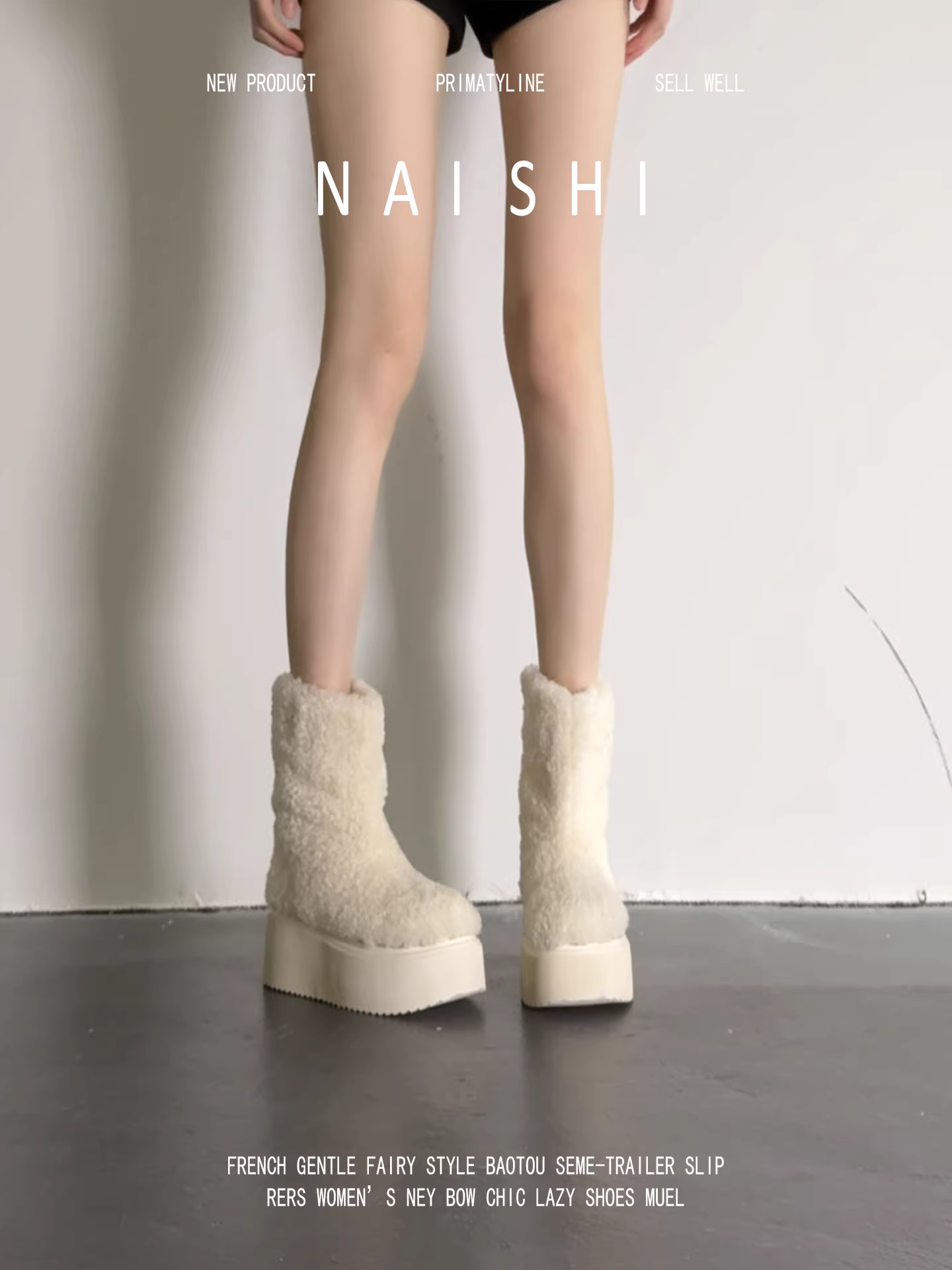 Phiên bản da cừu! Giày bốt ngắn bằng len cừu trắng dành cho người nhỏ nhắn, giày bốt đế cao tăng chiều cao, giày bốt cotton lót lông ấm áp.