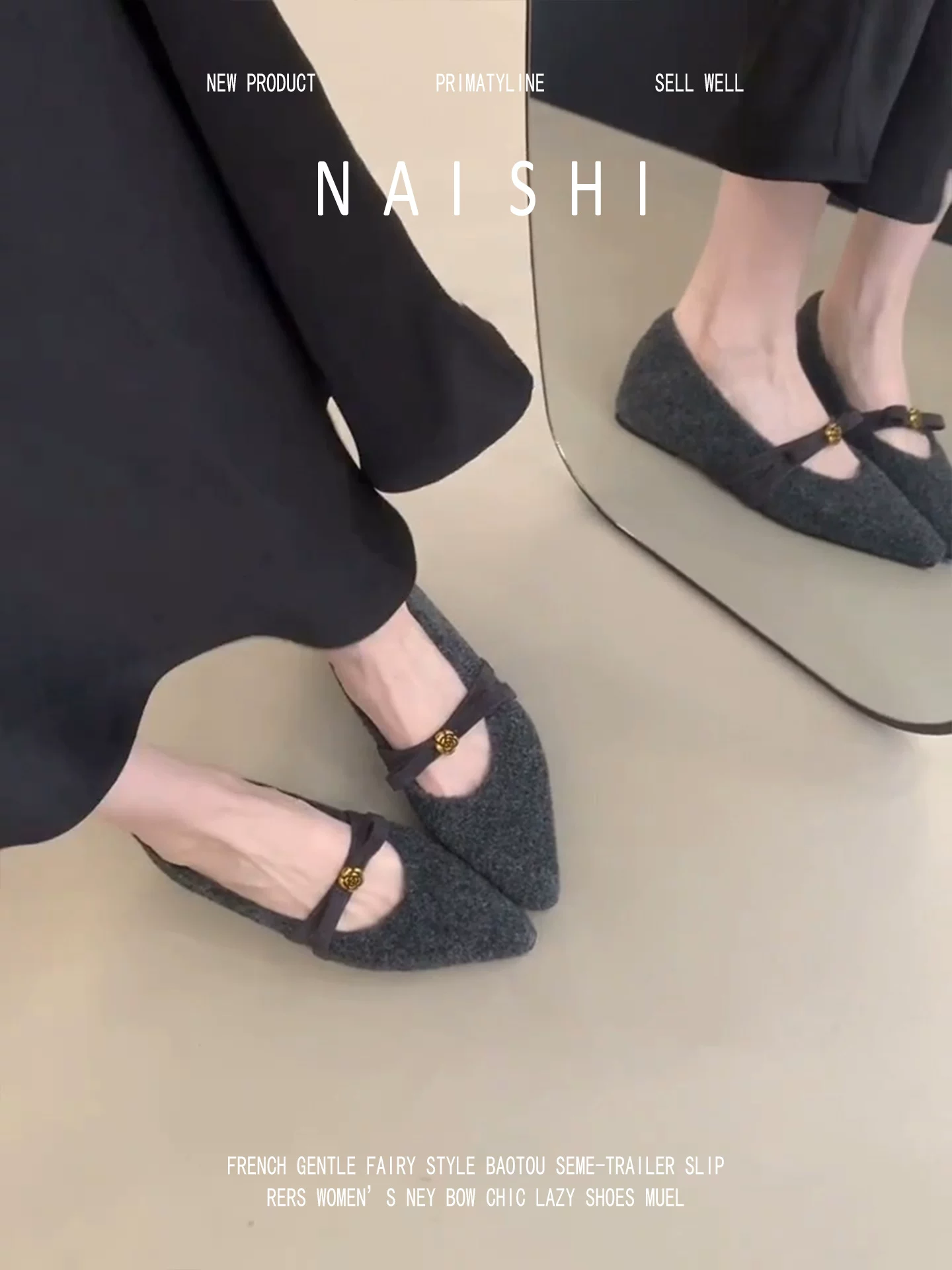 Phiên bản da cừu! Giày Mary Jane mũi nhọn lót lông mềm kiểu cổ điển dành cho nữ với nơ và khóa kim loại, giày đơn bằng len thanh lịch.