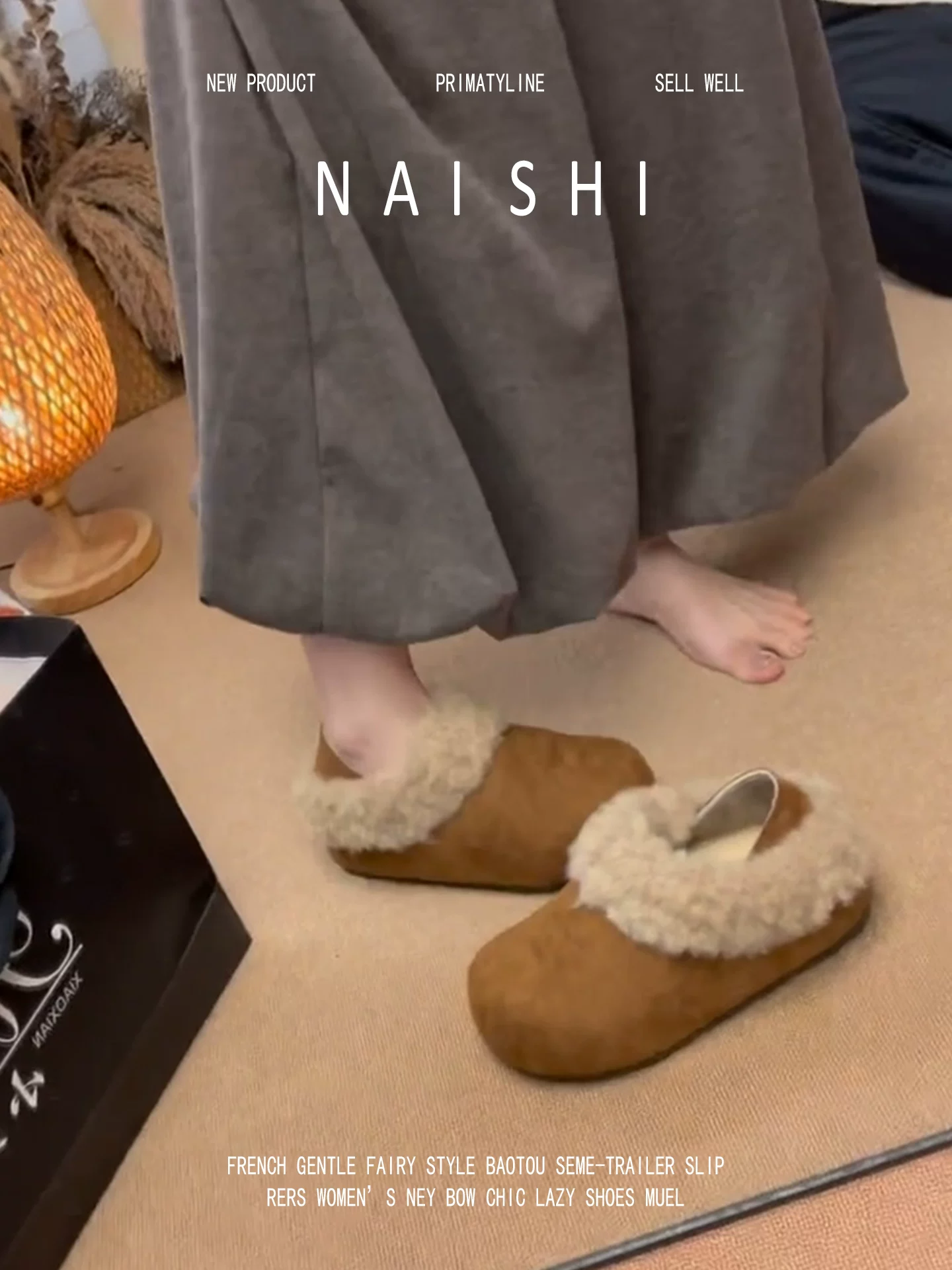 Phiên bản da cừu! Giày Birkenstock cổ điển, kiểu dáng đa năng, mang được hai chiều, giày lông mềm dành cho nữ, dép bông đế dày lót lông cừu mùa đông.