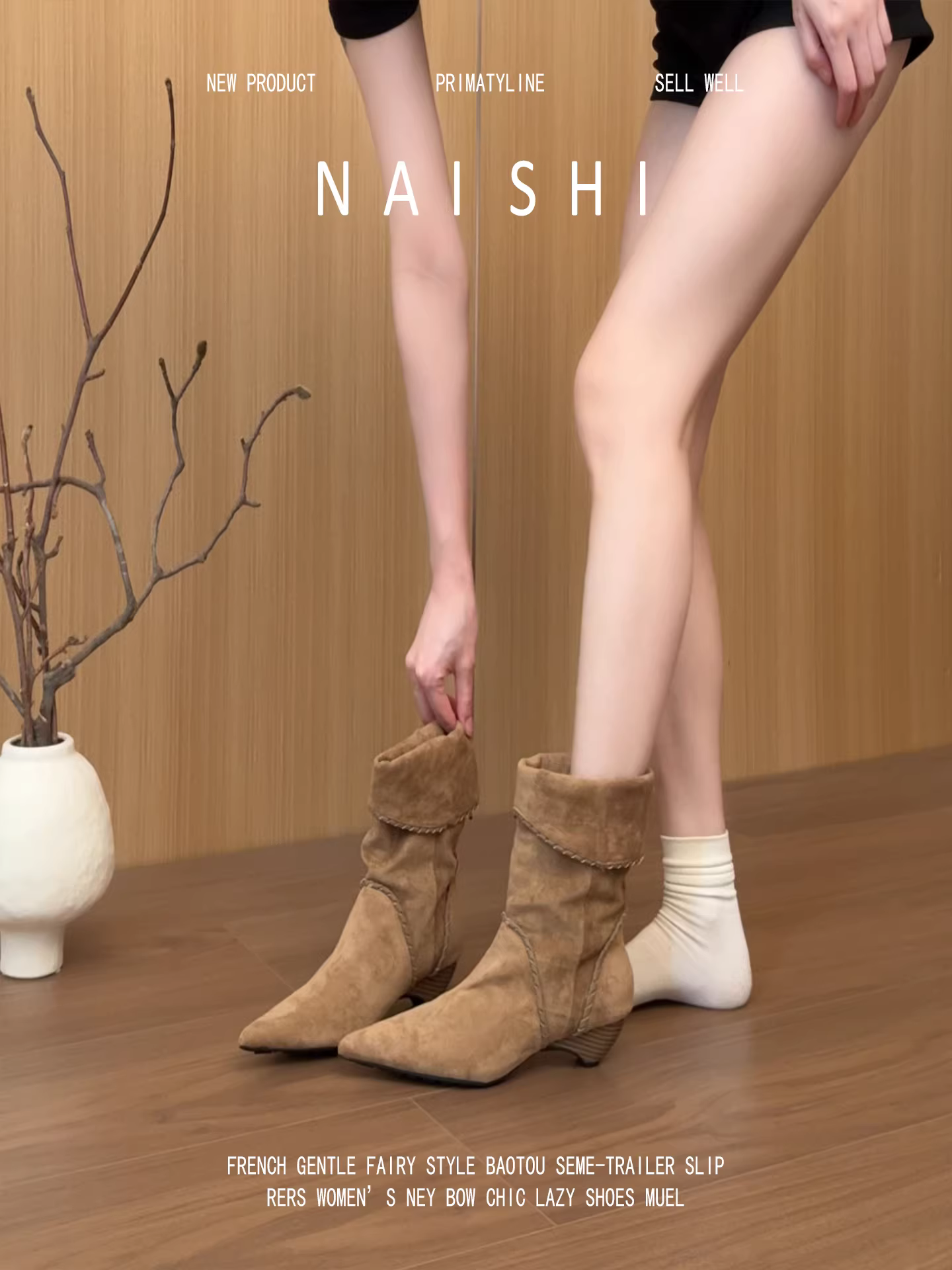 Phiên bản da cừu! Giày bốt kiểu miền Tây cổ điển dành cho nữ, giày bốt Melard xếp lớp, giày bốt đế xuồng mũi nhọn, giày bốt cưỡi ngựa đa năng giúp thon gọn dáng người.