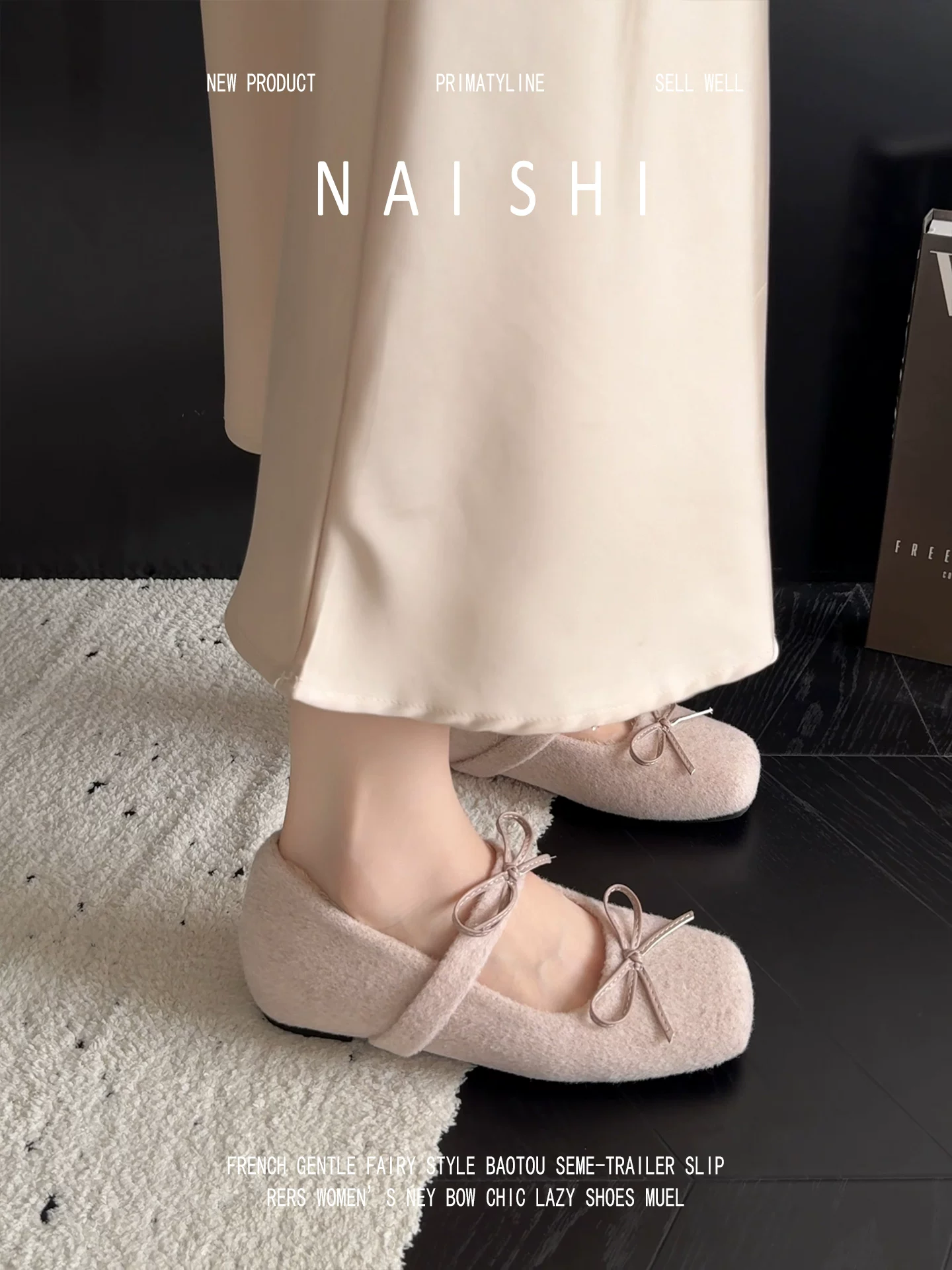 Phiên bản da cừu! Giày Mary Jane lông mềm kiểu Pháp dành cho nữ, thích hợp đi ngoài trời, có quai đơn, tăng chiều cao ẩn giấu và lót lông cừu.