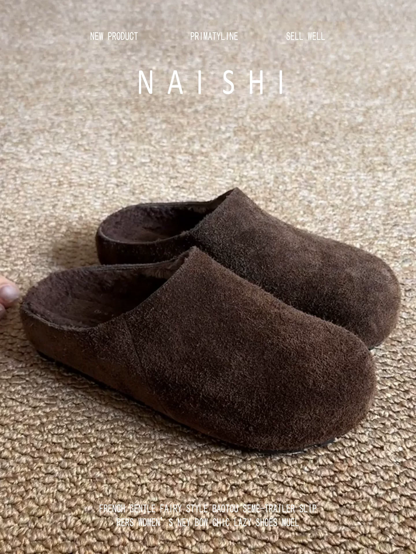 Phiên bản da cừu! Dép lười kiểu Birkenstock bằng da lộn cổ điển, dép nửa kín mũi lót lông cừu, kiểu giản dị.