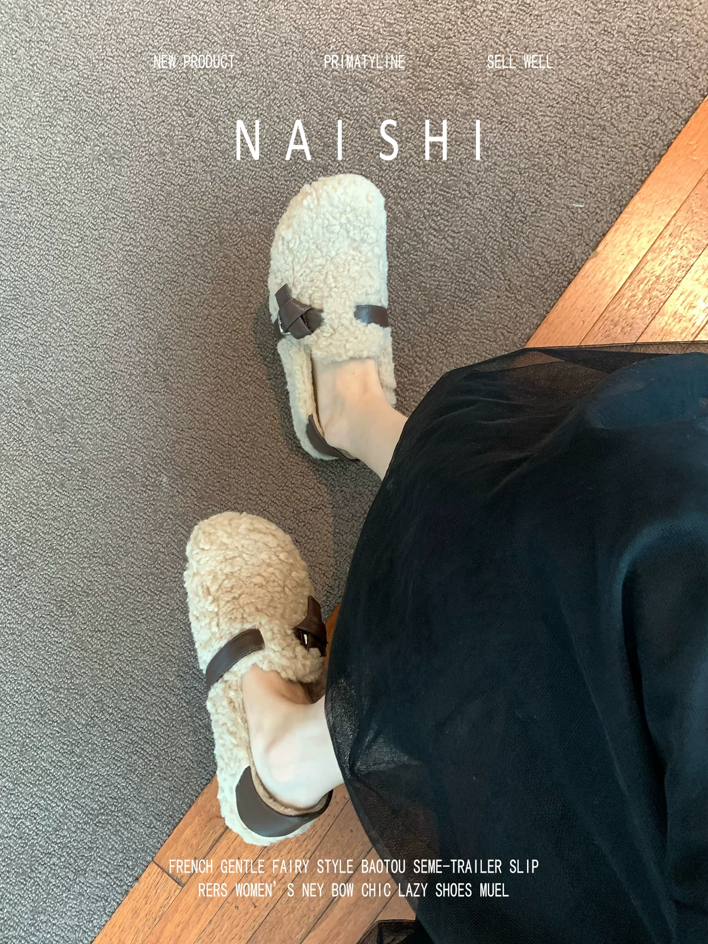 Phiên bản da cừu! Giày lười lót lông cừu ấm áp kiểu cổ điển, giày kiểu Birkenstock mũi tròn, kiểu dáng ôm chân, giày cotton len cừu dành cho nữ.
