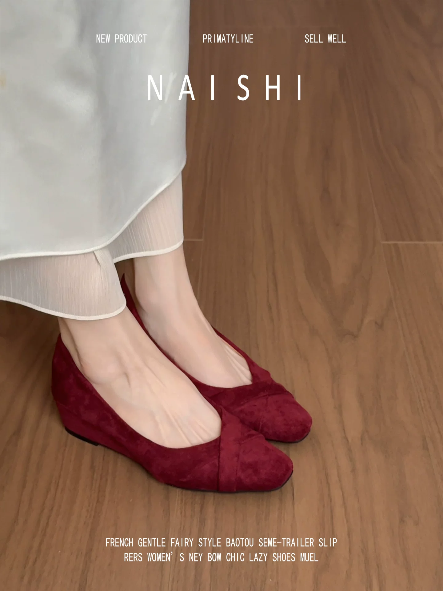 Phiên bản da cừu! Giày Mary Jane màu đỏ da lộn cổ điển dành cho nữ, kiểu lười, gót cao đế xuồng, miệng giày nông, giày tăng chiều cao đa năng.