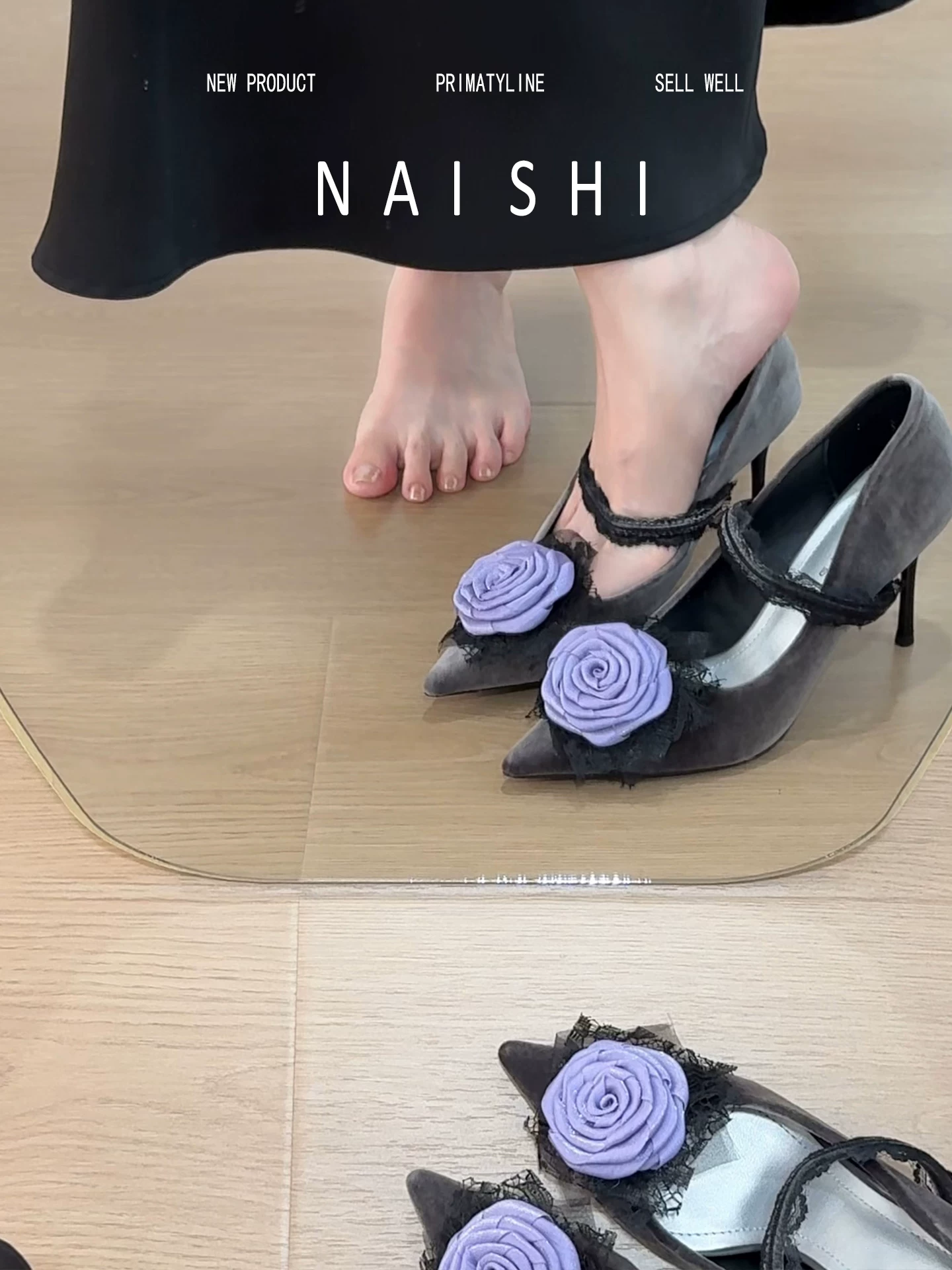 Phiên bản da cừu! Giày cao gót lolita màu tím phong cách Pháp, giày cao gót mũi nhọn, giày dự tiệc dành cho phụ nữ.