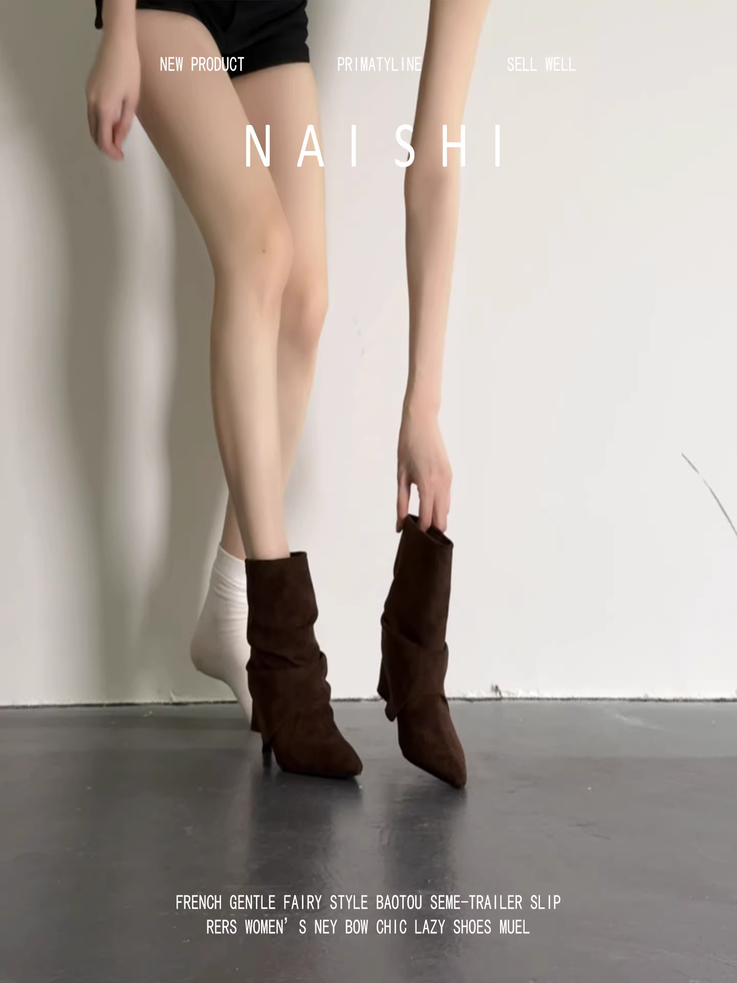 Phiên bản da cừu! Giày bốt ngắn Melard, giày bốt da lộn xếp ly cổ điển, giày bốt cao gót mũi nhọn, giày bốt cao gót mảnh dành cho nữ.