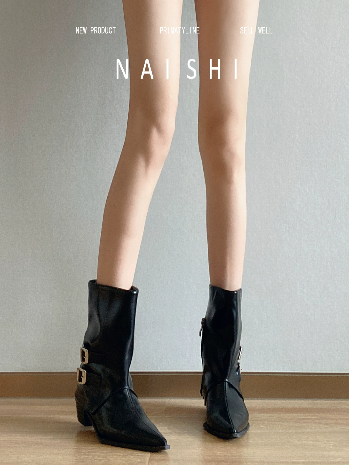 Phiên bản da cừu! Giày bốt ống quần xếp ly kiểu Pháp dành cho nữ có khóa thắt lưng, giày bốt Martin thon gọn có khóa kéo bên hông, mũi nhọn, gót dày, bốt ngắn.