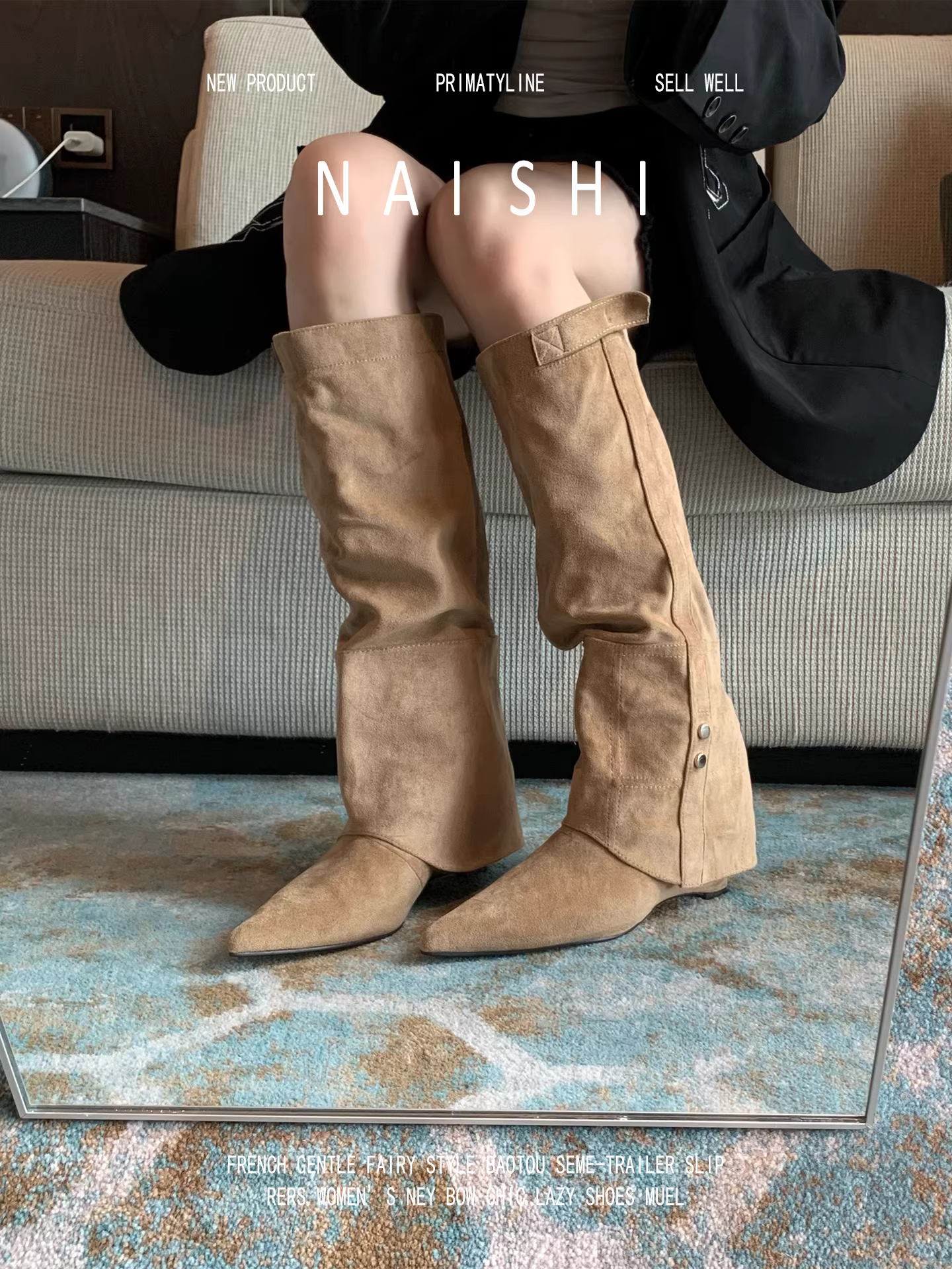 Phiên bản da cừu! Giày bốt hiệp sĩ phương Tây cổ điển, giày bốt cao gót đế xuồng Melard dành cho nữ, giày bốt cao mũi nhọn, giày bốt ôm sát.