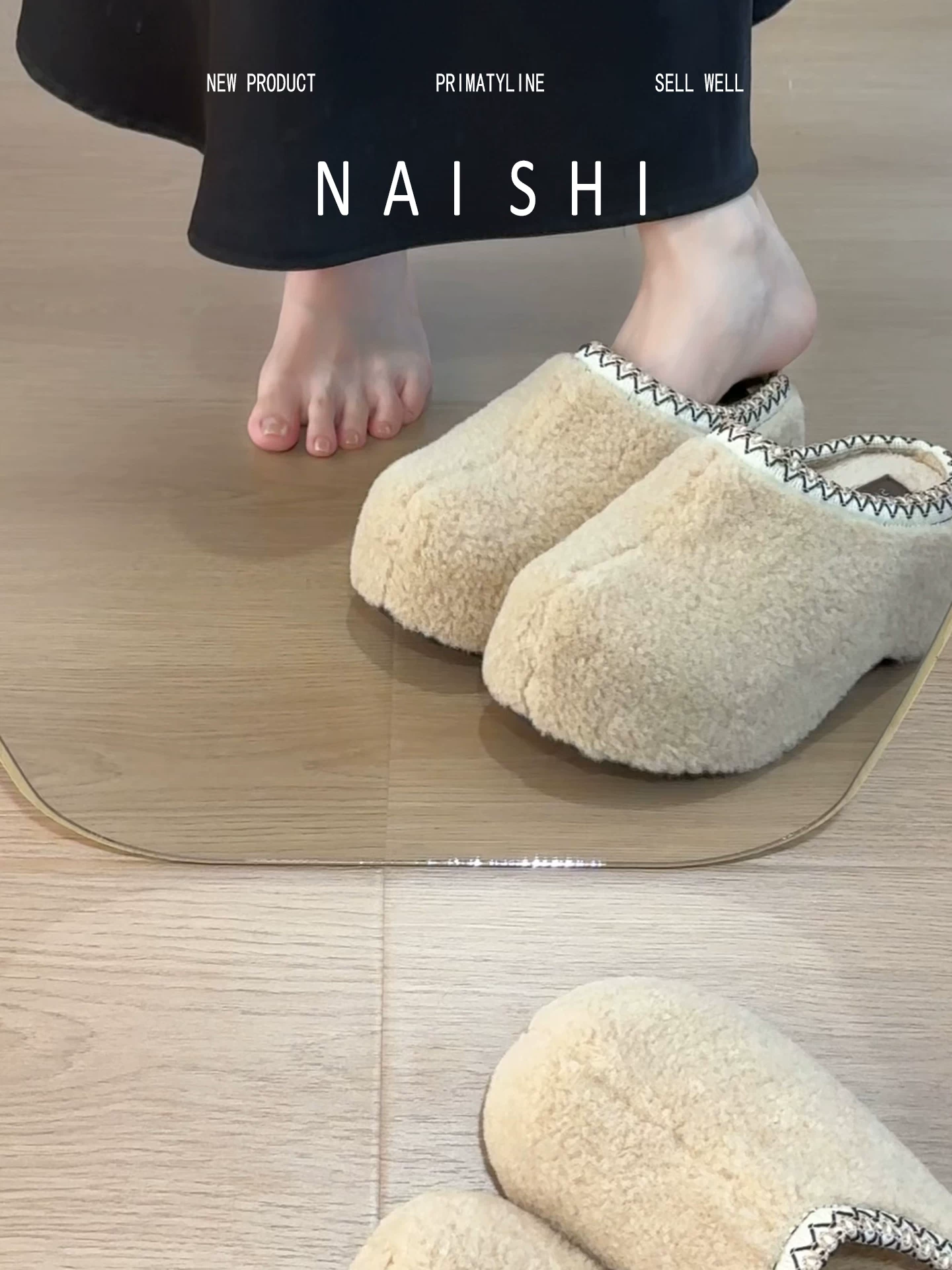 Phiên bản da cừu! Dép bít mũi kiểu Birkenstock bằng len cừu dành cho nữ, tăng chiều cao, dày dặn, lót lông cừu, dép bông ấm áp.