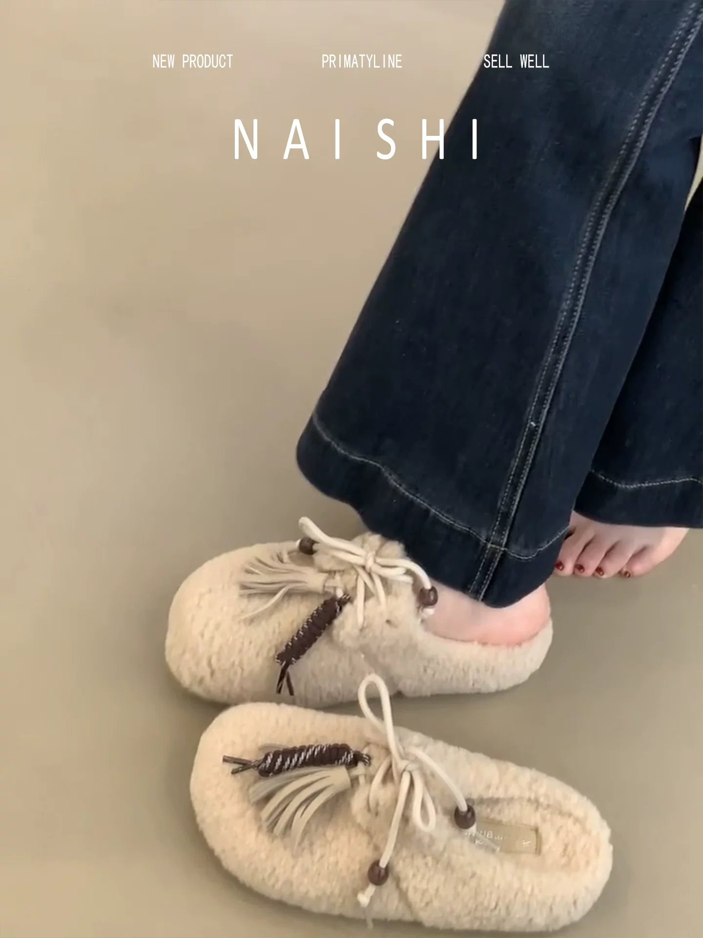 Phiên bản da cừu! Dép bông ấm áp bằng len cừu có đế dày và tua rua, dép kín mũi dành cho nữ, giày lông kiểu Birkenstock mùa đông thoải mái.