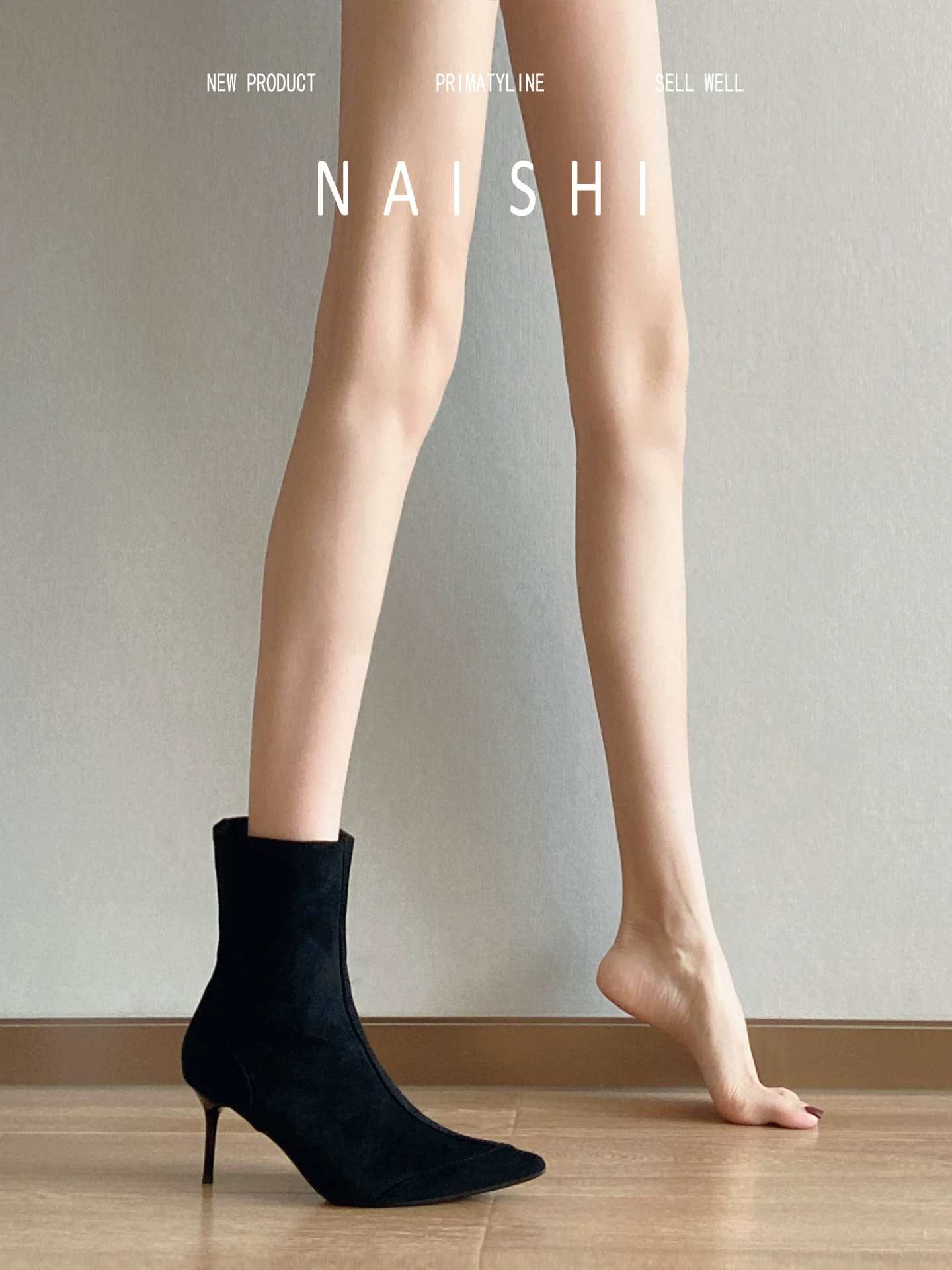 Phiên bản da cừu! Giày bốt ôm sát màu đen, giày bốt cổ ngắn mũi nhọn bằng da lộn cổ điển, giày cao gót mũi nhọn thanh lịch, giày bốt màu nude đa năng.