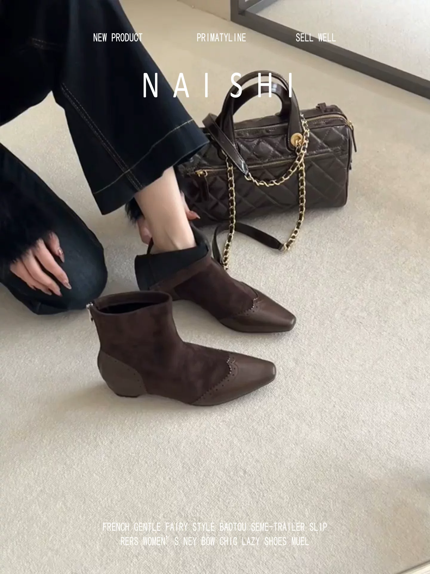 Phiên bản da cừu! Giày cao đến mắt cá chân bằng da lộn chắp vá kiểu cổ điển dành cho nữ có khóa kéo phía sau, mũi vuông nhỏ, giày co giãn, giày cao gót đế xuồng đa năng kiểu Martin.