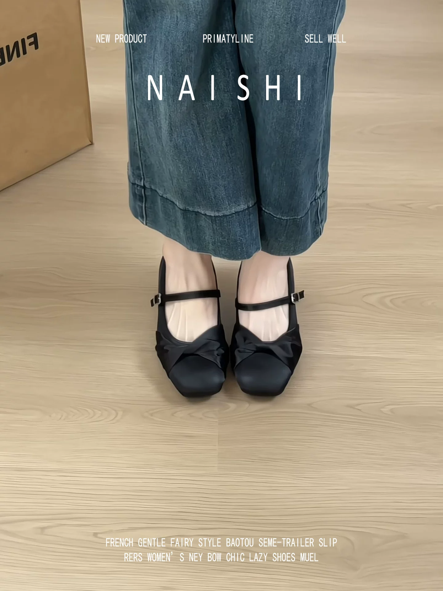 Phiên bản da cừu! Giày Mary Jane bằng satin Pháp dành cho nữ với dây quai đơn, nơ, mũi vuông, gót dày, phù hợp để phối với váy.