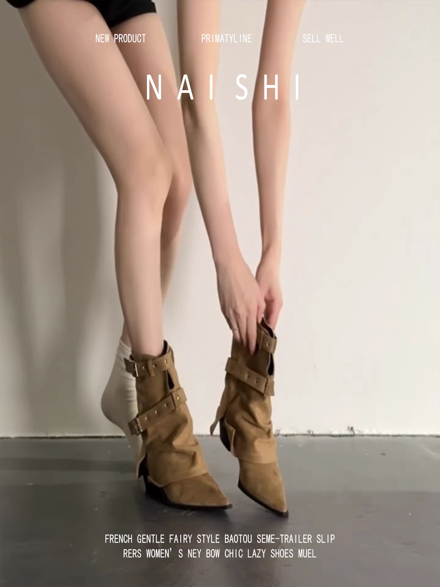 Phiên bản da cừu! Giày bốt cổ ngắn kiểu hiệp sĩ Melard cổ điển, giày bốt mũi nhọn bằng da lộn có khóa thắt lưng, giày cao bồi kiểu miền Tây gót dày.