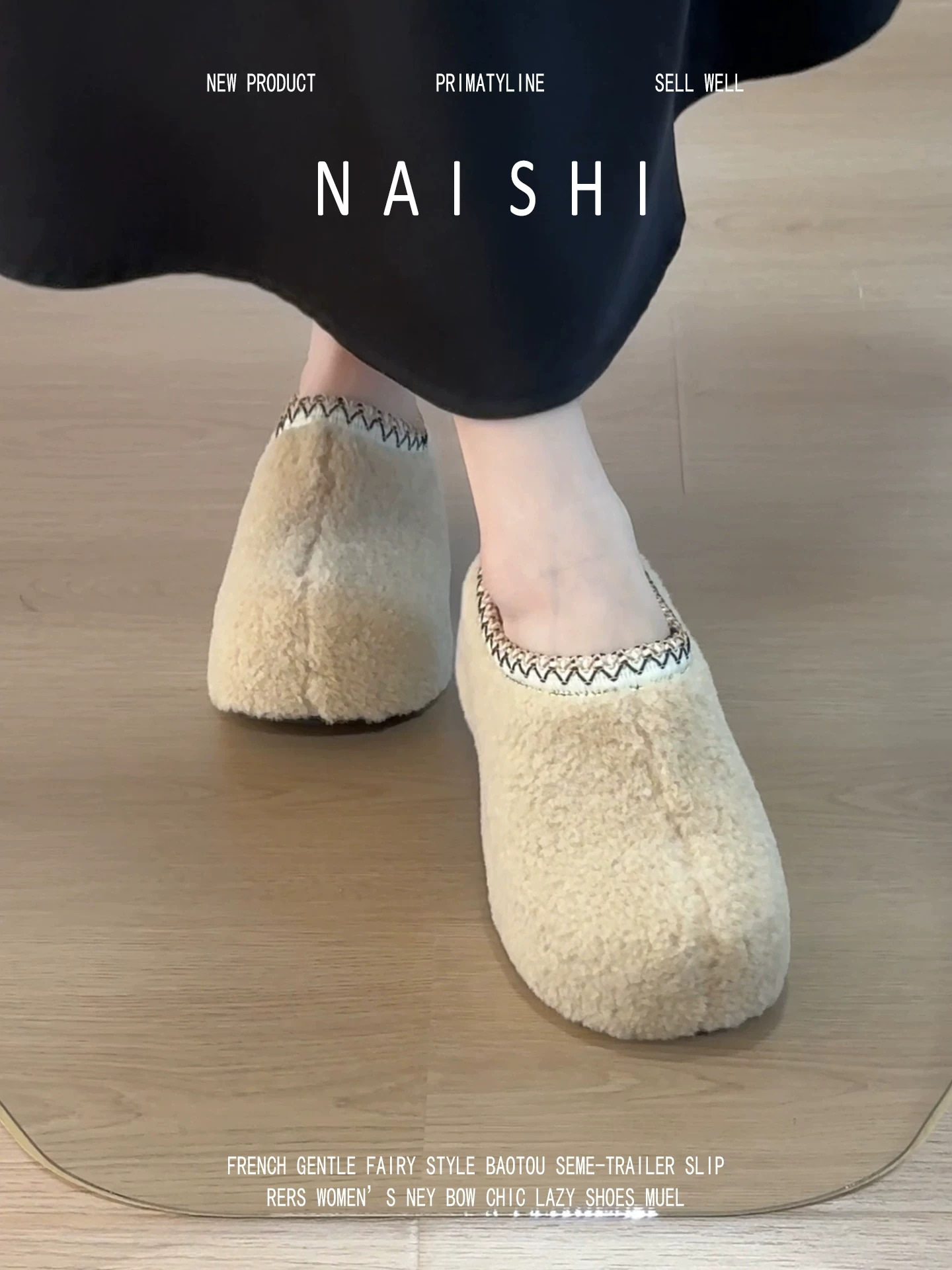 Phiên bản da cừu! Dép bít mũi kiểu Birkenstock bằng len cừu dành cho nữ, tăng chiều cao, dày dặn, lót lông cừu, dép bông ấm áp.