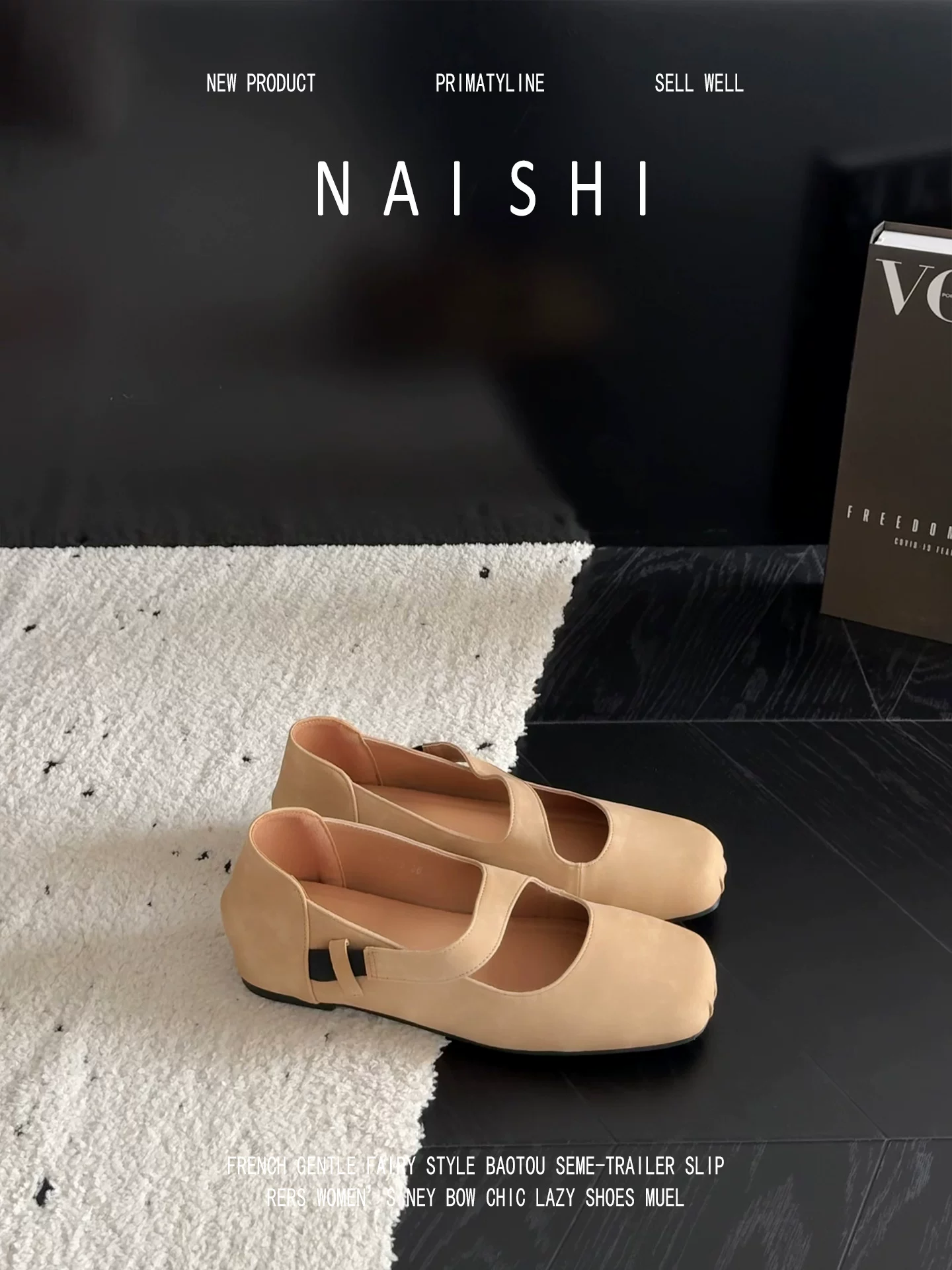Phiên bản da cừu! Giày Mary Jane kiểu ballet mũi vuông cổ điển, quai đơn dành cho nữ, giày bệt đi chơi tối giản.