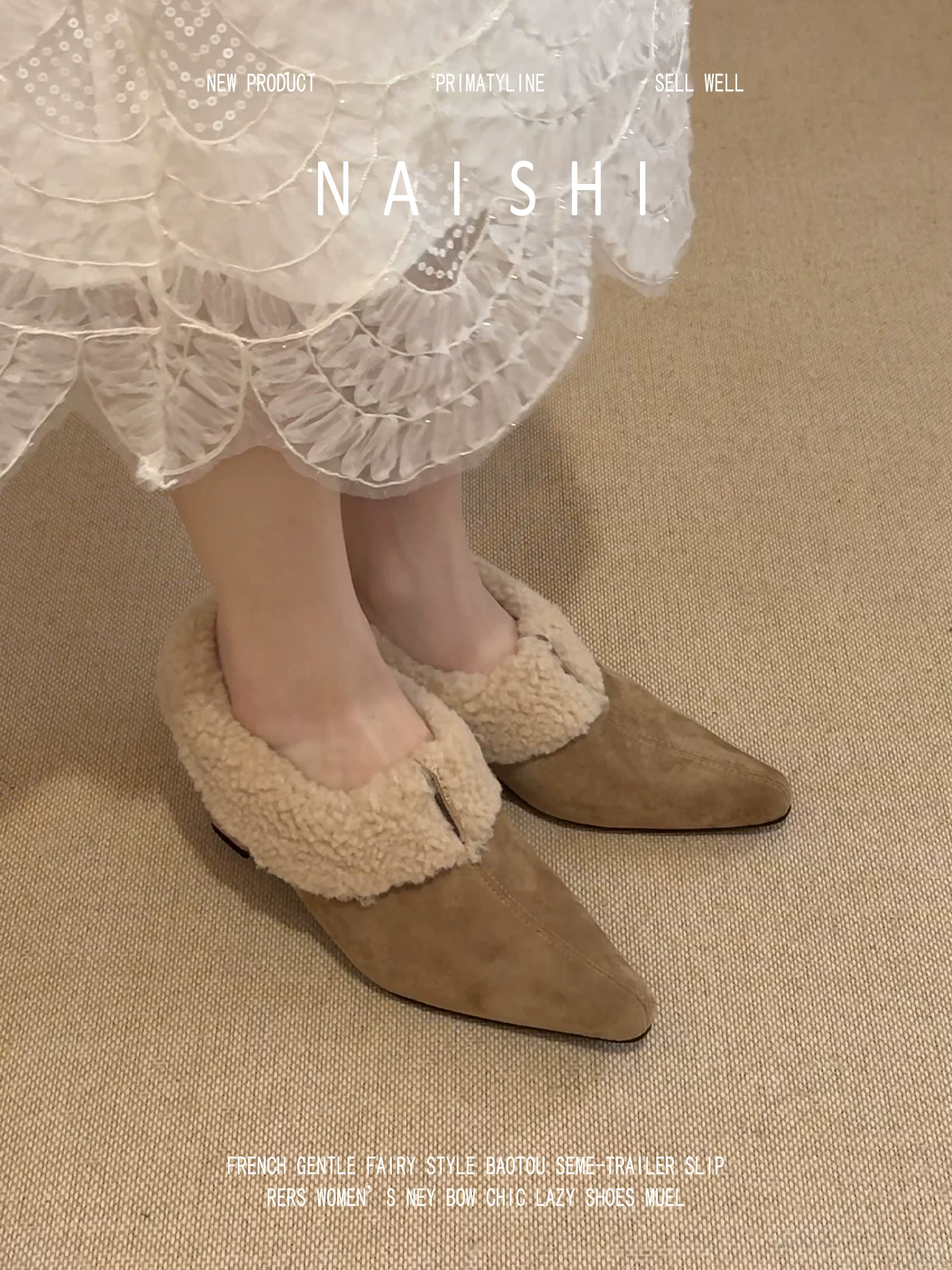 Phiên bản da cừu! Giày lười mũi nhọn bằng len cừu cổ điển dành cho nữ, đa năng, ấm áp, sành điệu, giày Mary Jane tăng chiều cao.