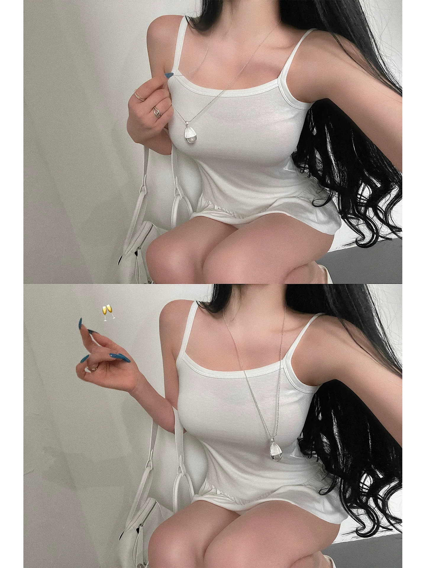 YoungGirlDay Áo yếm đa năng màu trơn viền xếp nếp kiểu Hàn Quốc thuần khiết theo phong cách Hàn Quốc.