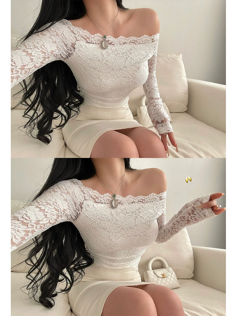 Áo ren xuyên thấu tay dài ôm sát một bên vai gợi cảm YoungGirlDay dành cho nữ.