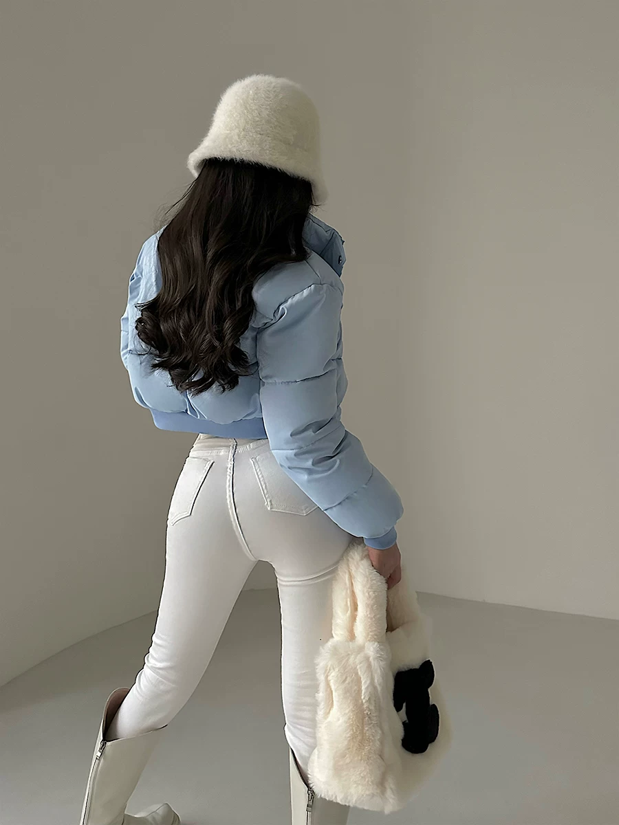 Áo khoác cotton ngắn ấm áp có cổ đứng thời trang YoungGirlDay dành cho nữ